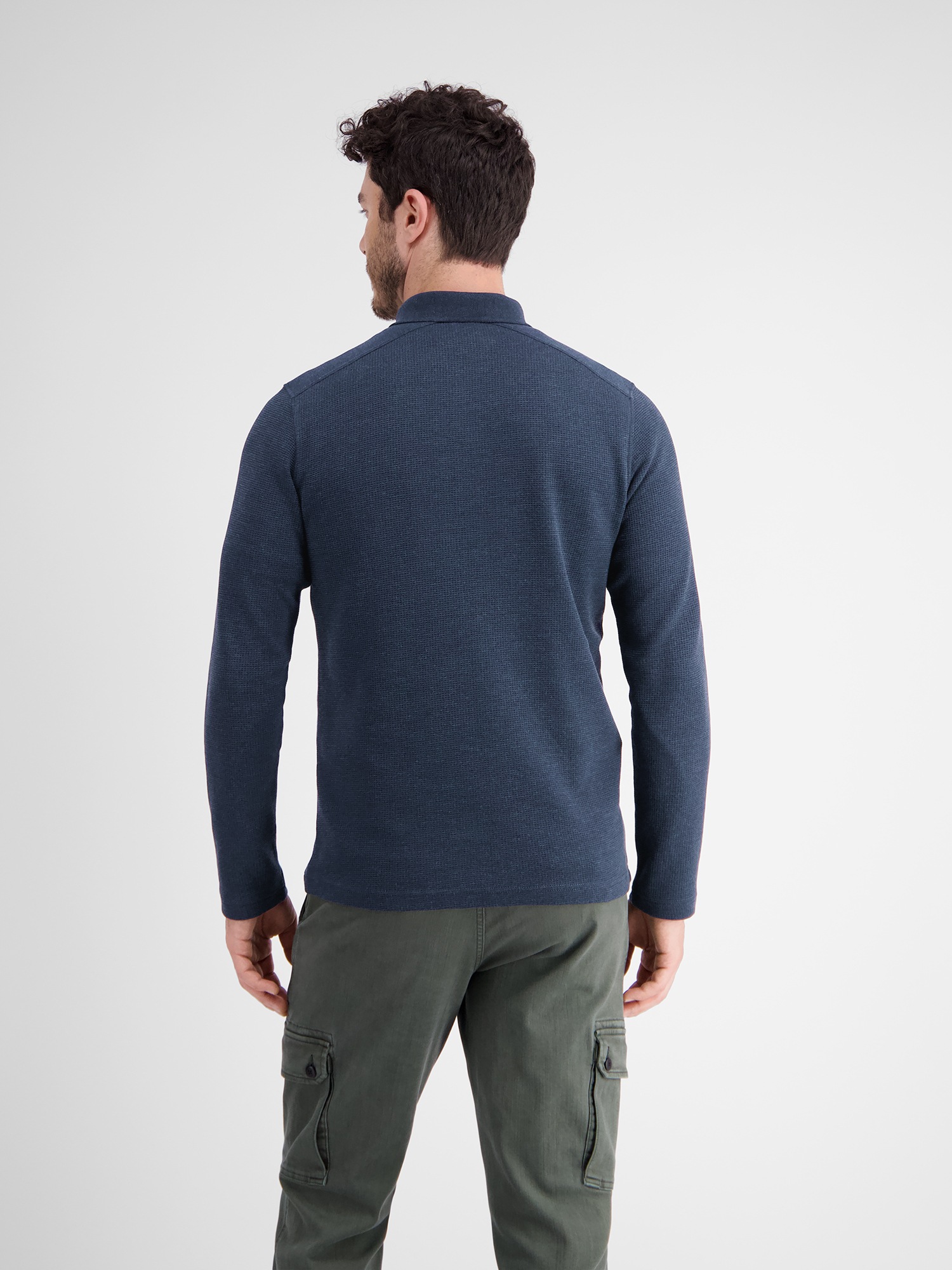 LERROS Sweatshirt »LERROS Langarmpolo, unifarbenes Waffelpiqué«