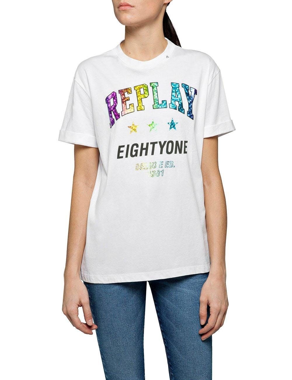 Image of Replay T-Shirt, mit Logoprint in Metallic-Optik bei Ackermann Versand Schweiz