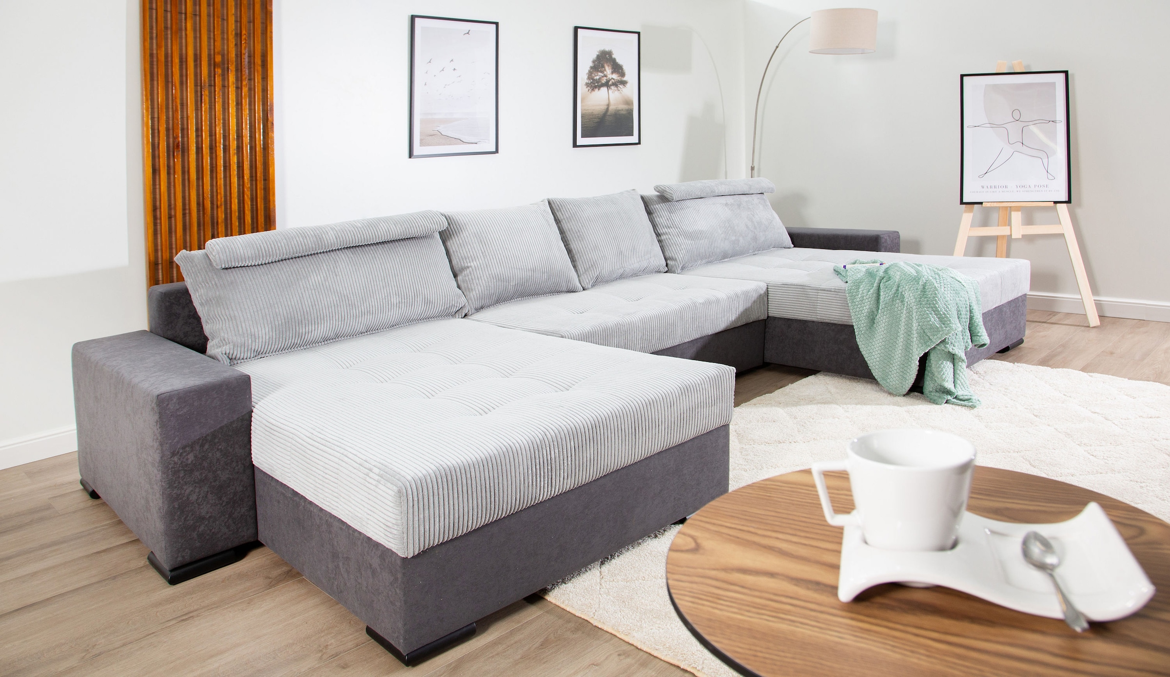 COLLECTION AB Wohnlandschaft »XXXL-Josy Relax U-Form Breite 352 cm, mit 2 gleich grossen Recamieren«, inkl. Bettfunktion, Bettkasten, mit 4 Rückenkissen in zwei Grössen