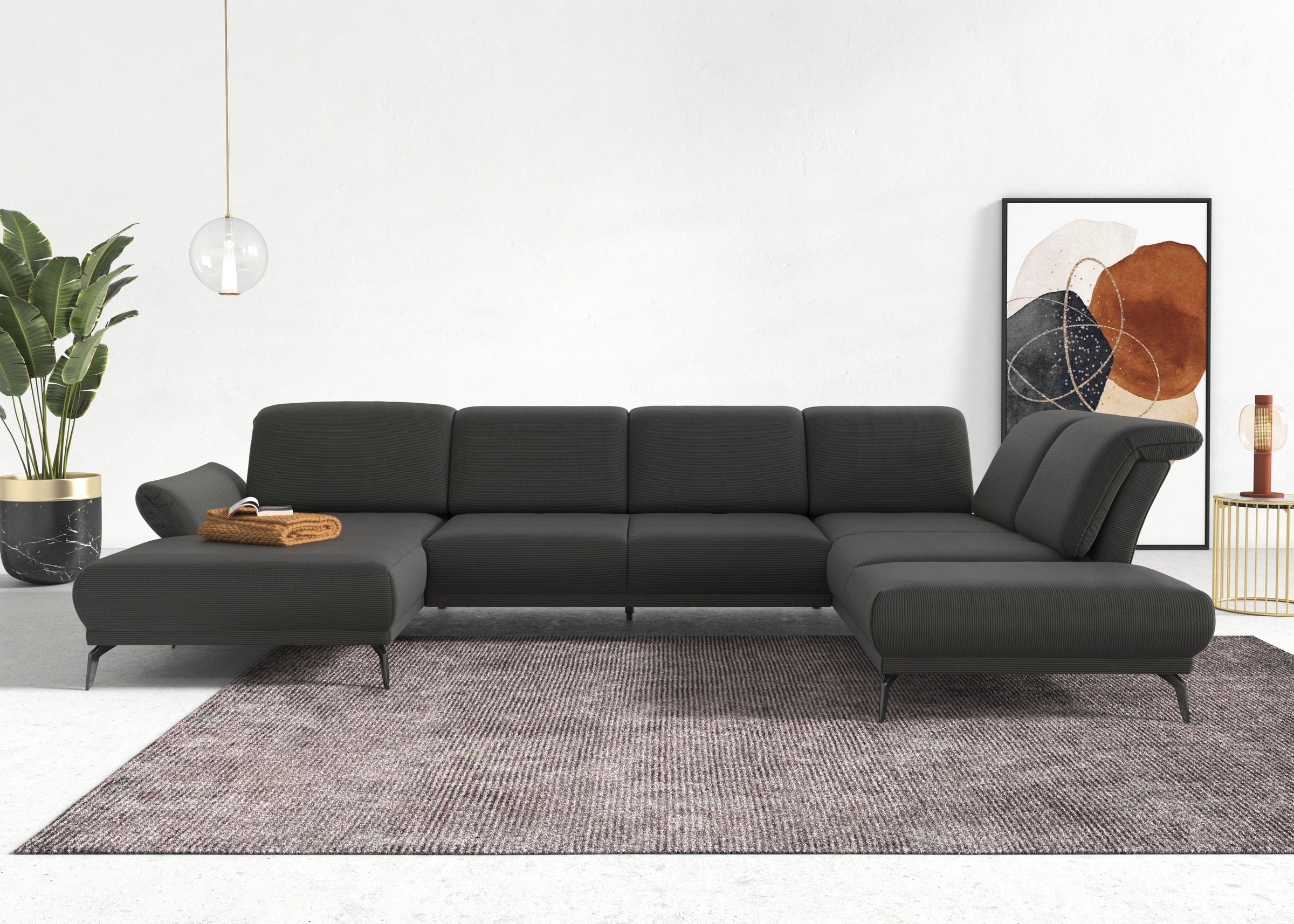 INOSIGN Wohnlandschaft »Coco U-Form«, Sitztiefen-, Arm- und Kopfteilverstellung, Cord-Bezug, Fusshöhe 15 cm