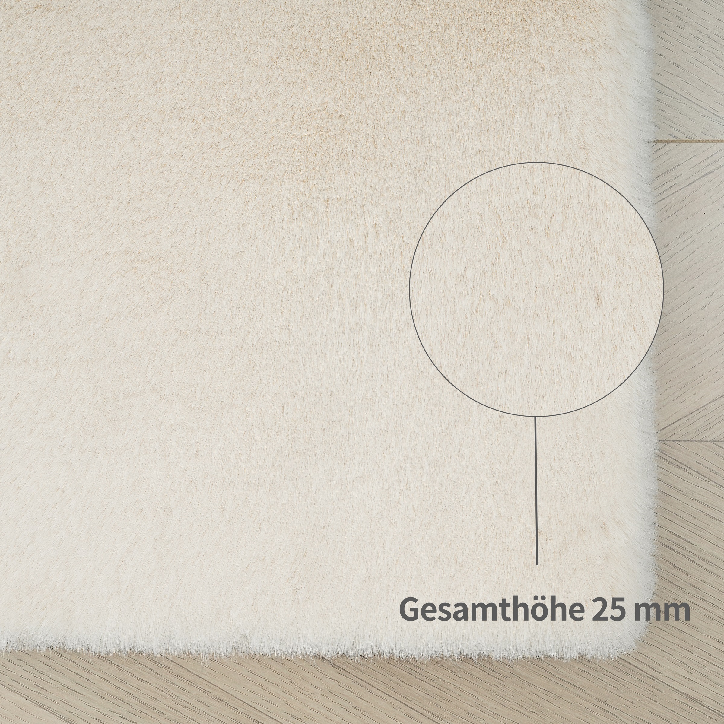 Bruno Banani Fellteppich »Rabbit 2, Kunstfell Teppich, Modern« rechteckig 25 mm Höhe Kaninchenfell-Haptik, sehr weich, Wohnzimmer, Schlafzimmer, Esszimmer