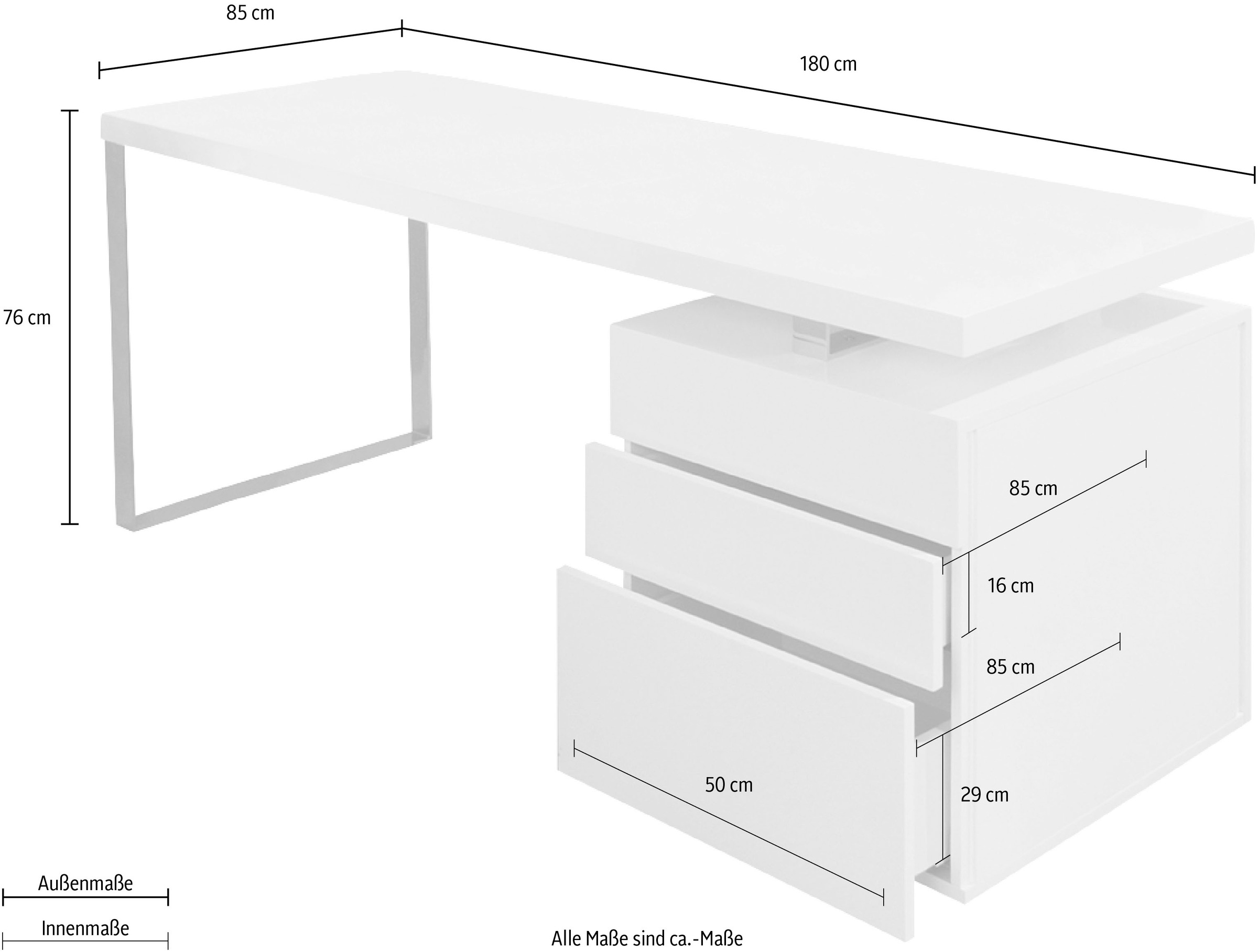 SalesFever Schreibtisch, inkl. Container mit 3 Schubladen