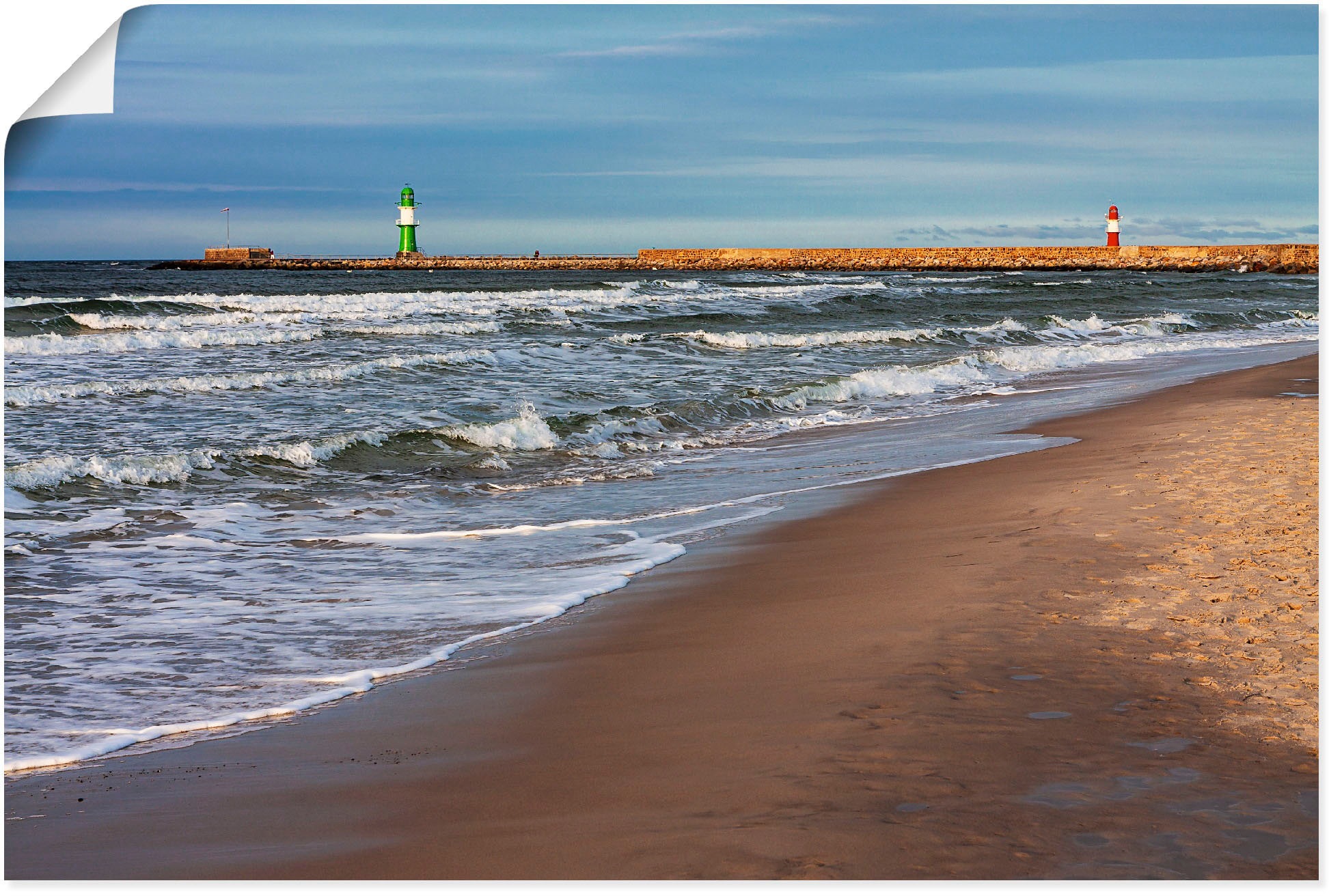 Image of Artland Wandbild »Mole an der Ostsee in Warnemünde«, Küstenbilder, (1 St.), in vielen Grössen & Produktarten - Alubild / Outdoorbild für den Aussenbereich, Leinwandbild, Poster, Wandaufkleber / Wandtattoo auch für Badezimmer geeignet bei Ackermann Versand