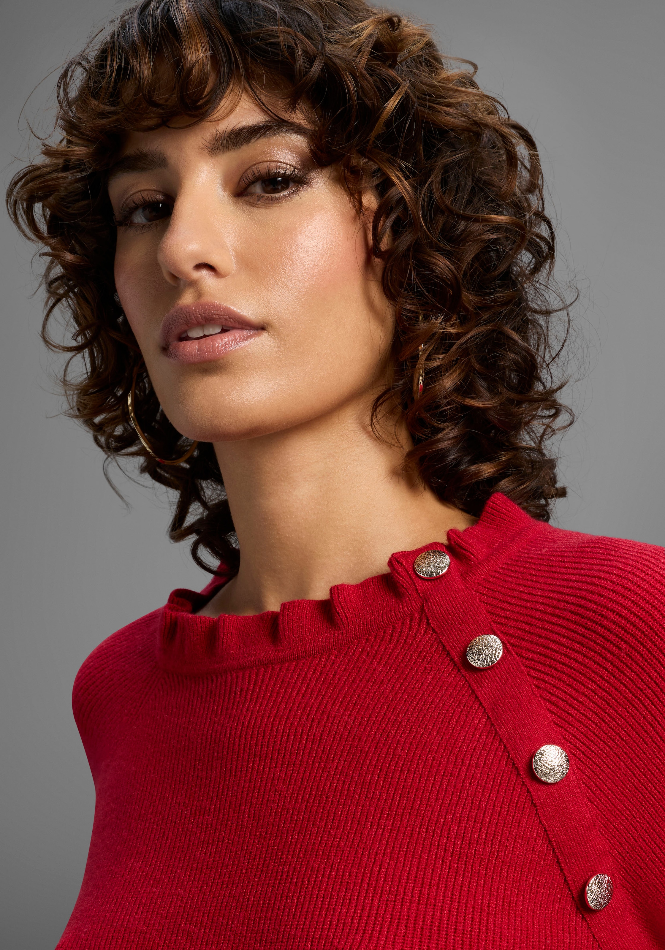 Laura Scott Strickpullover kuscheliger Winterstrick mit Kragen und Knöpfen - NEUE KOLLEKTION