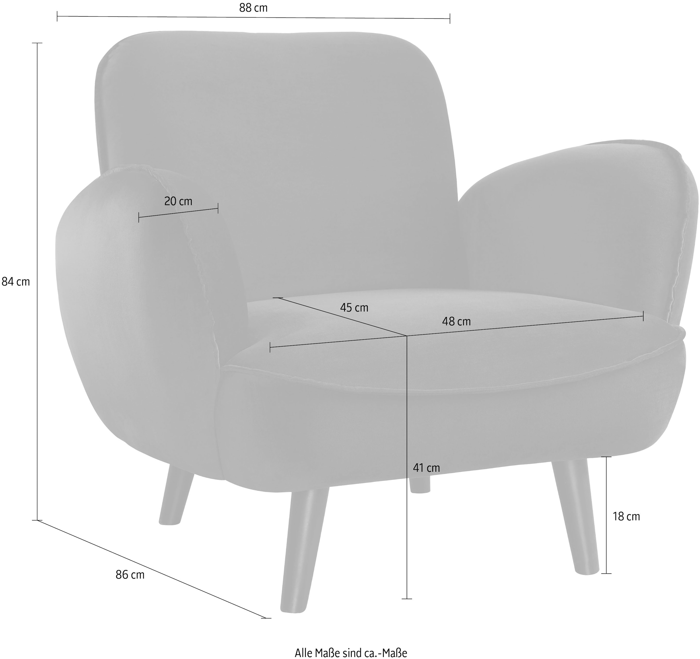 ATLANTIC home collection Sessel »Ben«, mit Wellenunterfederung, Massivholzfüsse, frei im Raum stellbar