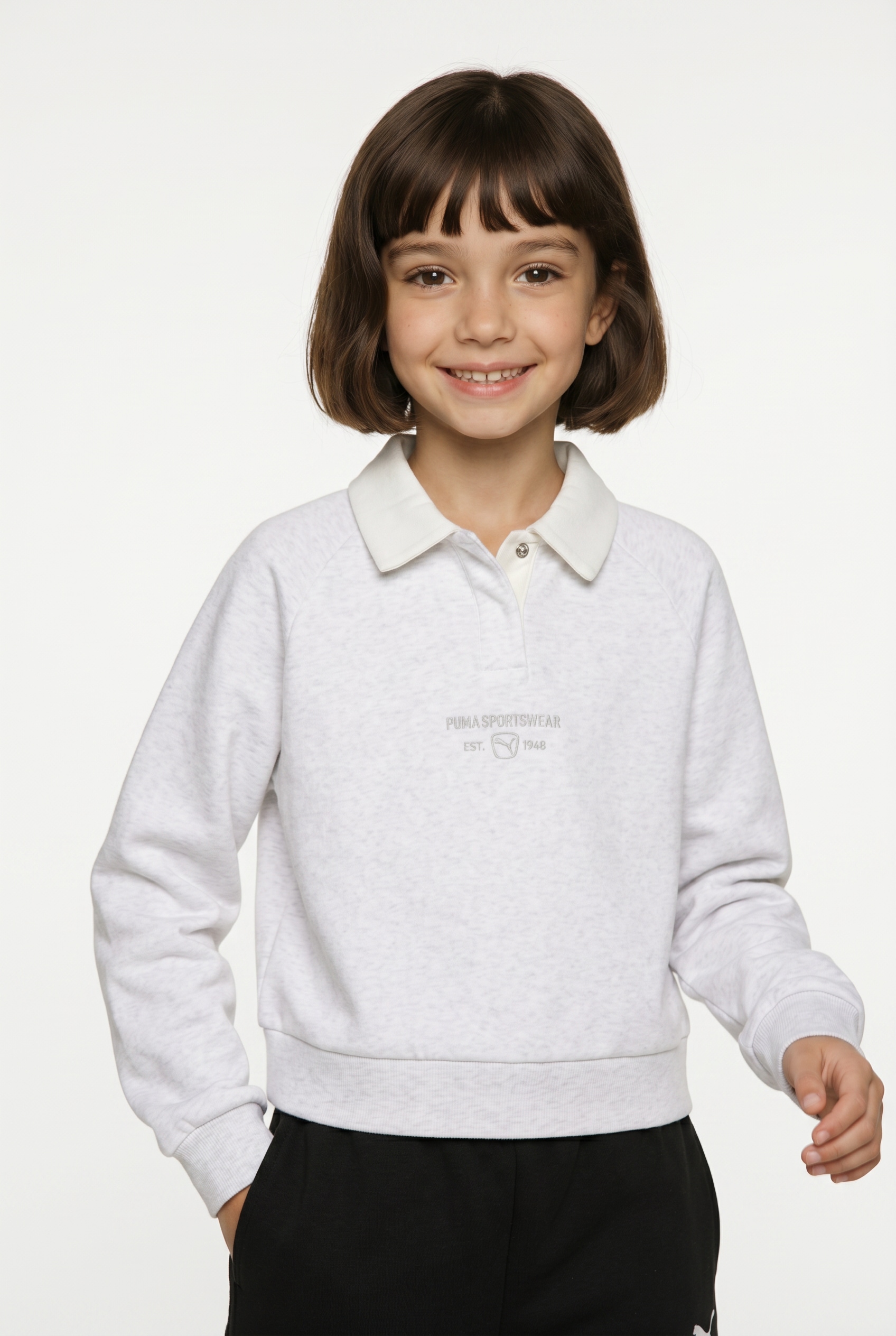 Image of PUMA Sweatshirt "CLASS RELAXED SHORT LENGHT LONGSLEEVE POLO FL G", normaler Kragen, langärmlig, für Jugendliche