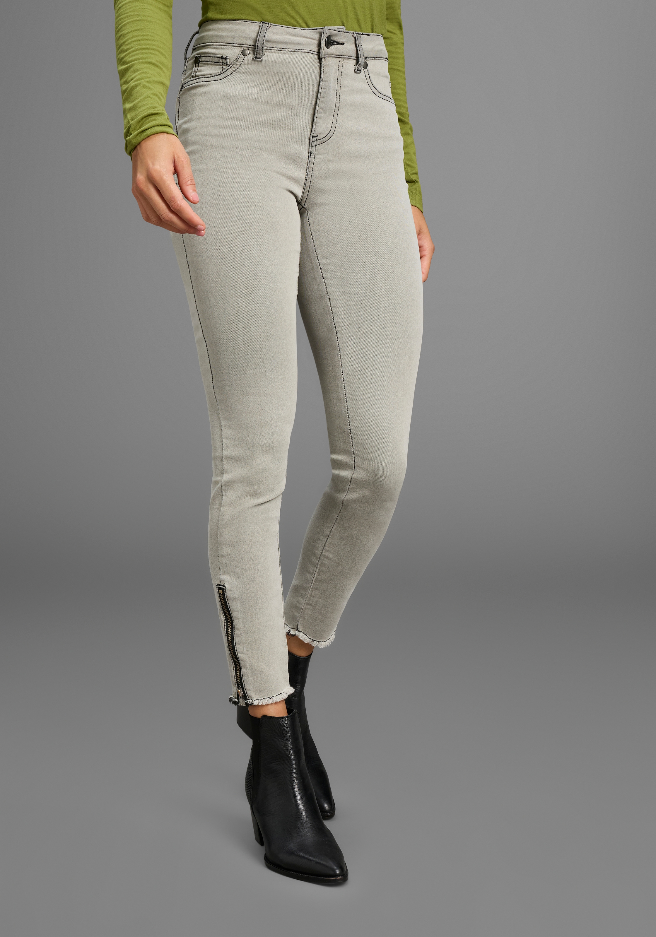 Image of Arizona 5-Pocket-Jeans schmale, knöchelfreie Beinlänge, normale Leibhöhe, Slim Fit