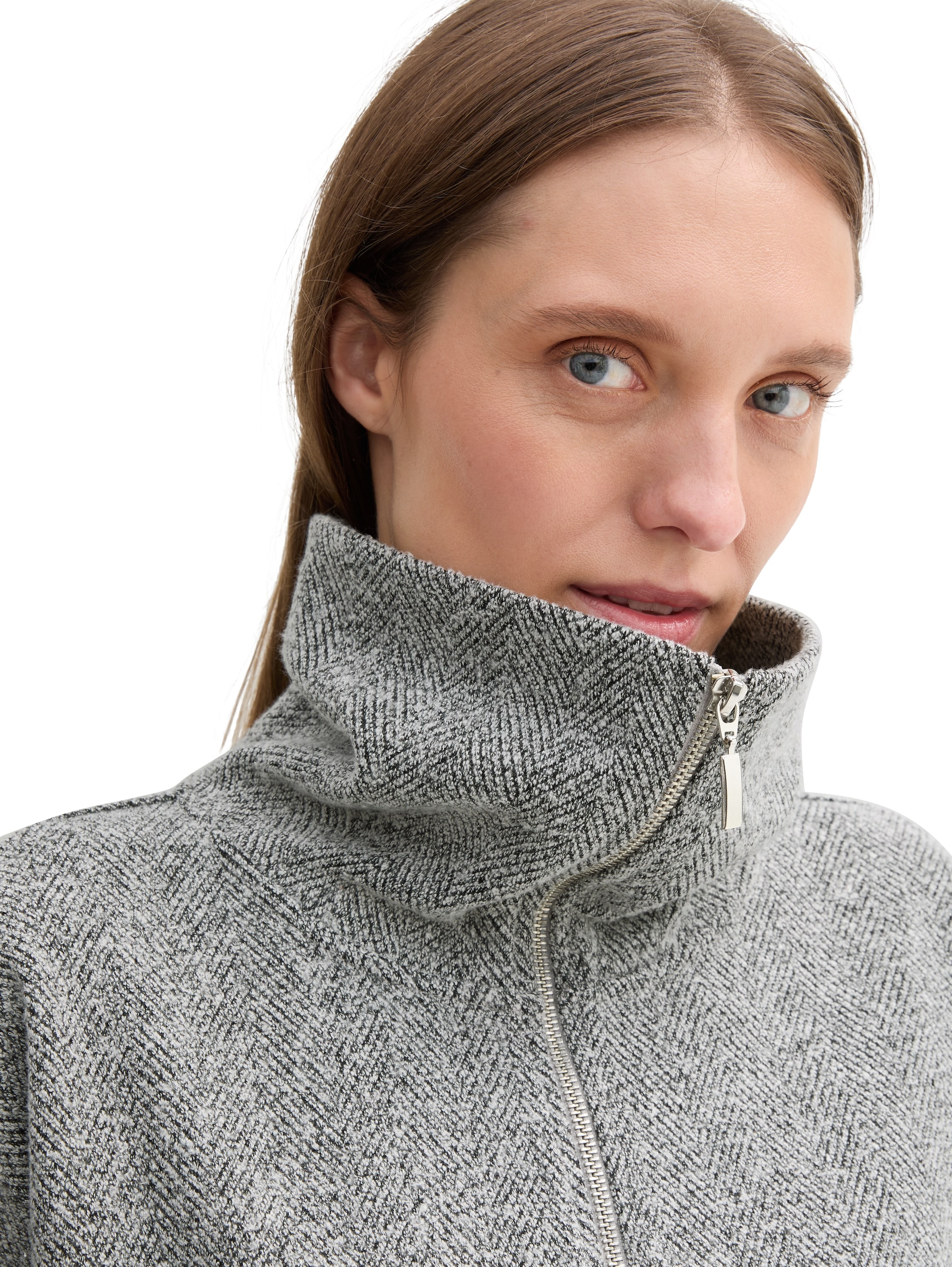 TOM TAILOR Sweatjacke, mit grossem Stehkragen