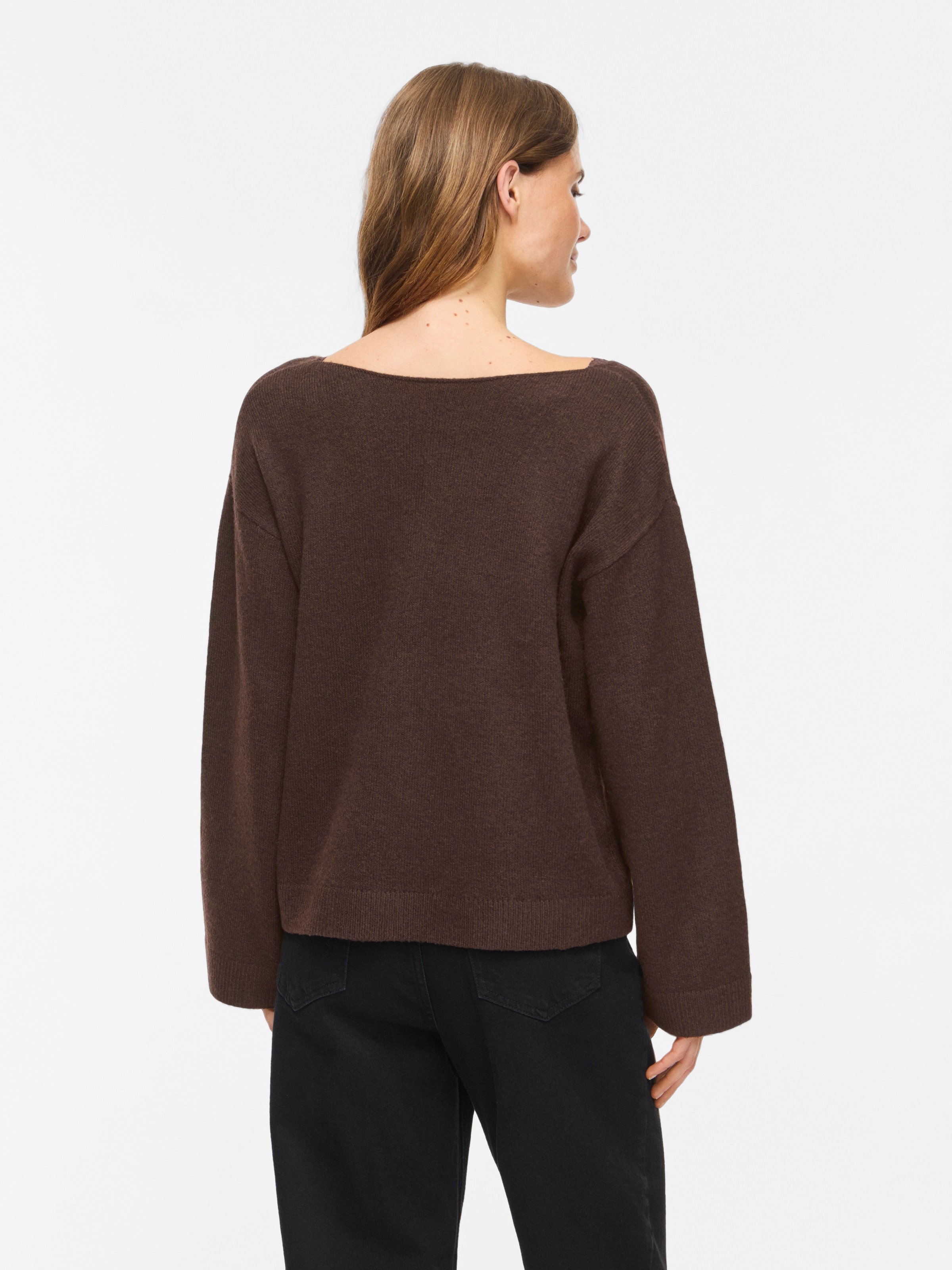 Vila Pull col V »VILIGA L/S V-NECK REV LACE KNIT TOP-NOOS« Mélange de matériaux, détail en dentelle, coupe régulière