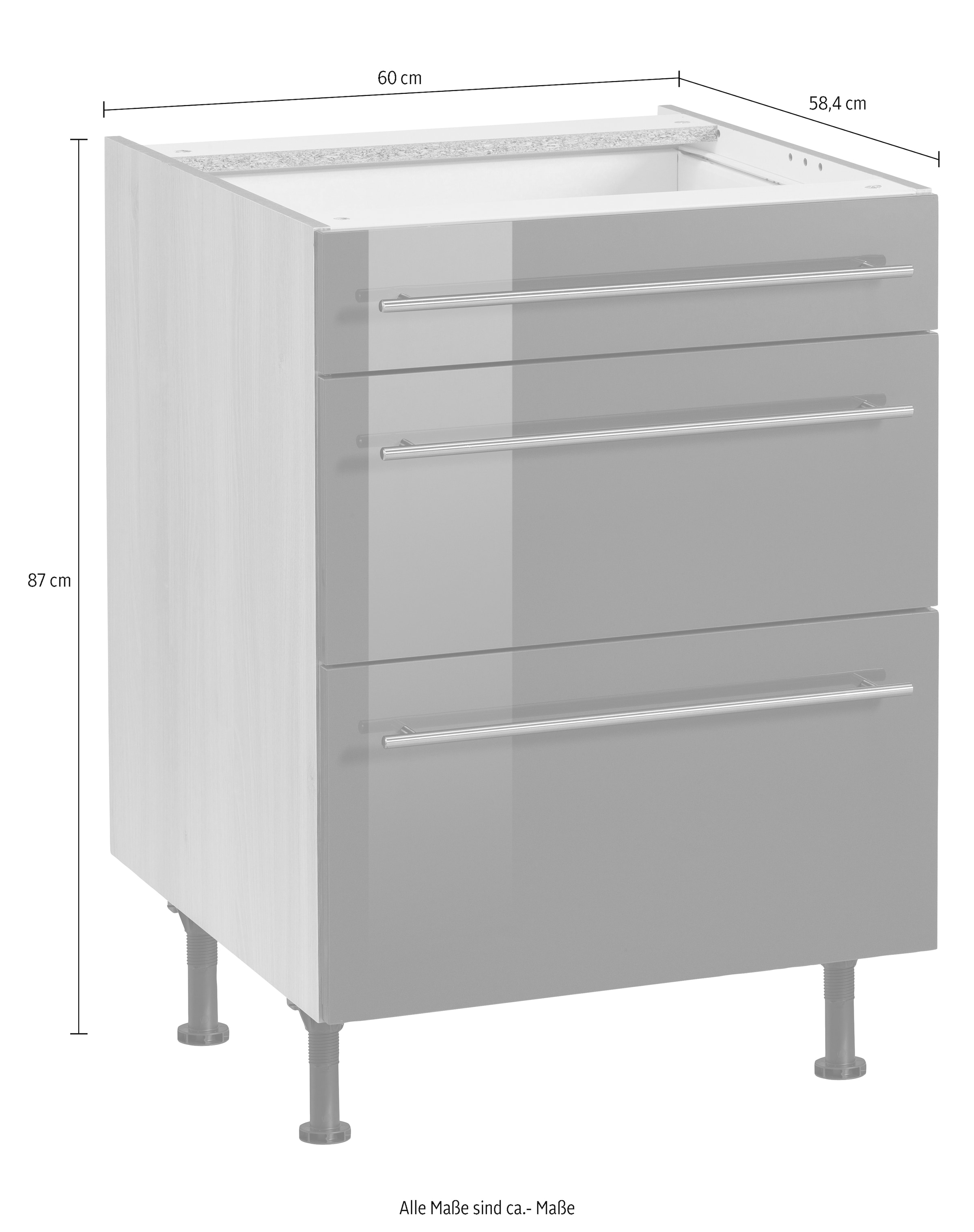 OPTIFIT Unterschrank »Bern«, 60 cm breit, mit Schubkasten und 2 Auszügen,höhenverstellbare Füsse