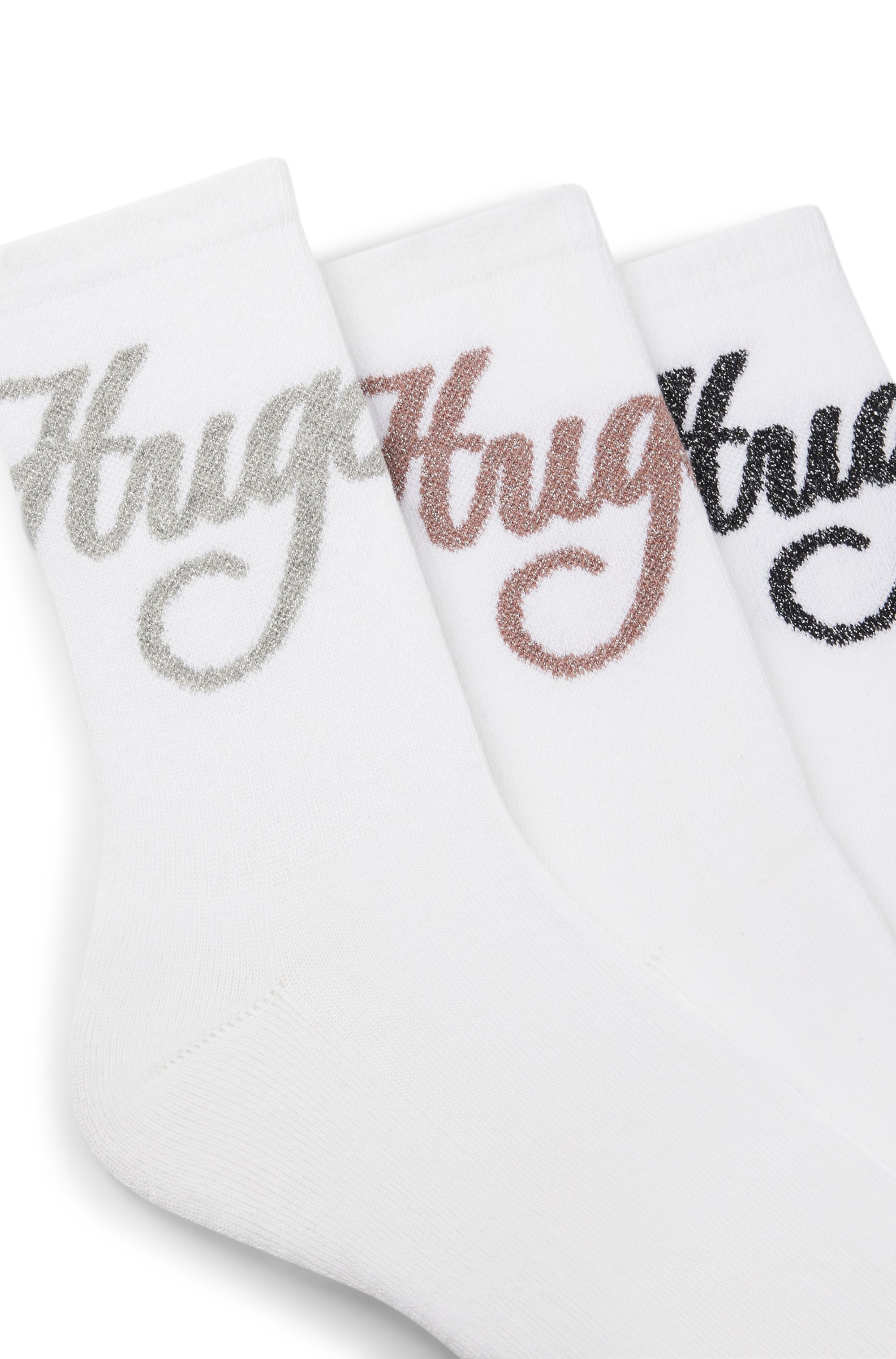 HUGO Underwear Chaussettes 3 Couple tlg. mit schimmerden Logo