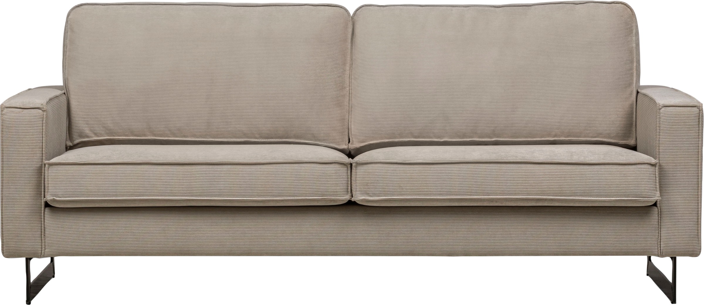 Home affaire 2-places »Pinto, 166 cm, Cord, Chenille, Lederoptik« mit Keder, schwarze Metallfüsse, Wellenunterfederung