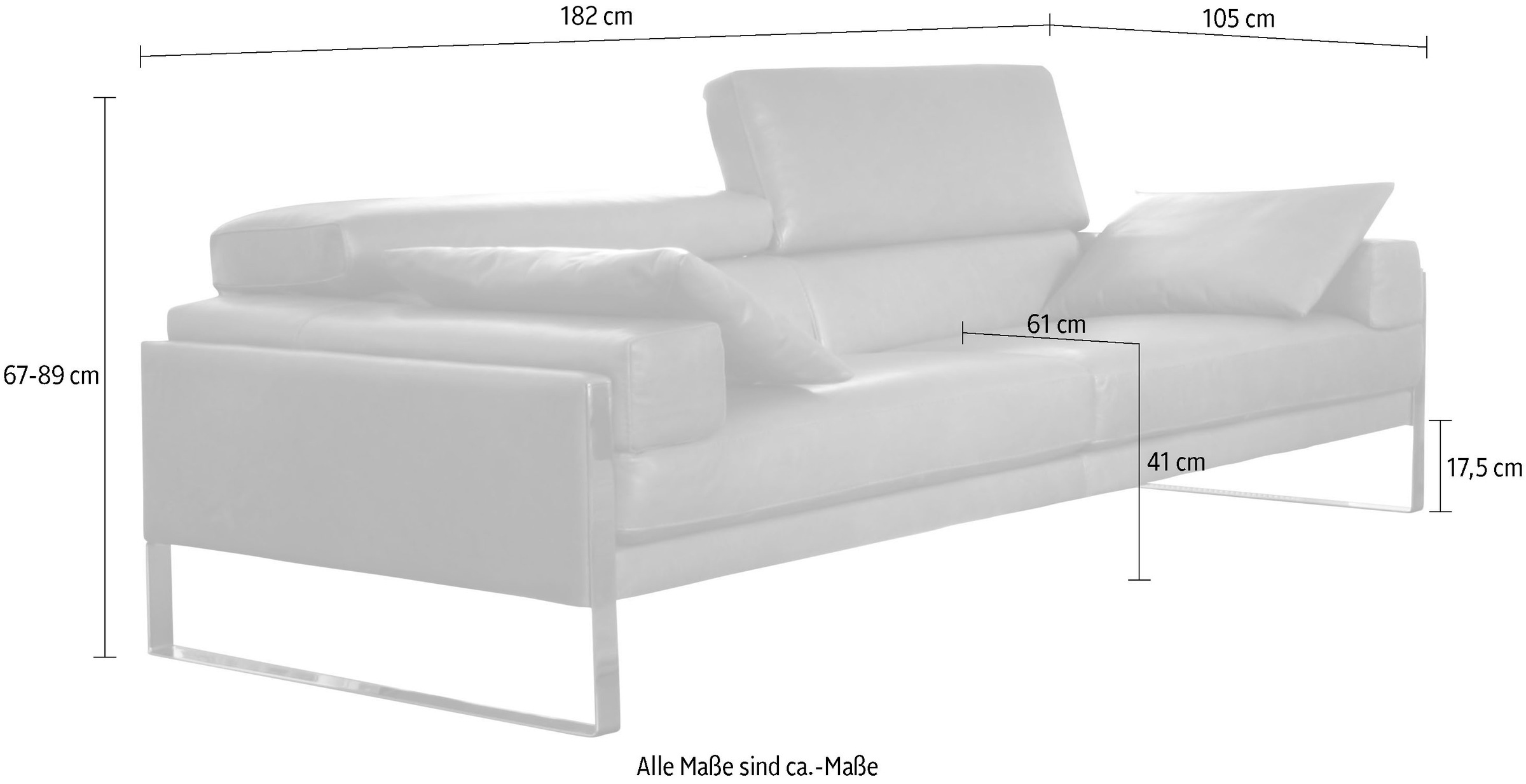 CALIA ITALIA 2-Sitzer »Romeo, Designsofa der Extraklasse mit tollem Sitzkomfort«, edle Design Kufenfüsse und edlem Lederbezug
