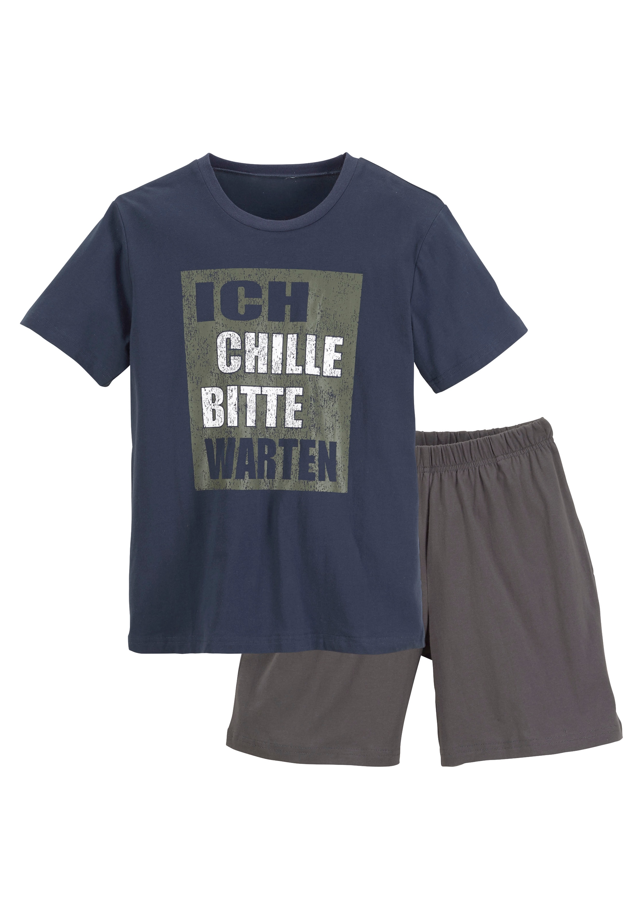 Image of AUTHENTIC LE JOGGER Pyjama 2 tlg. kurzer Schlafanzug, bedruckt, mit Rundhals-Ausschnitt, aus Baumwolle