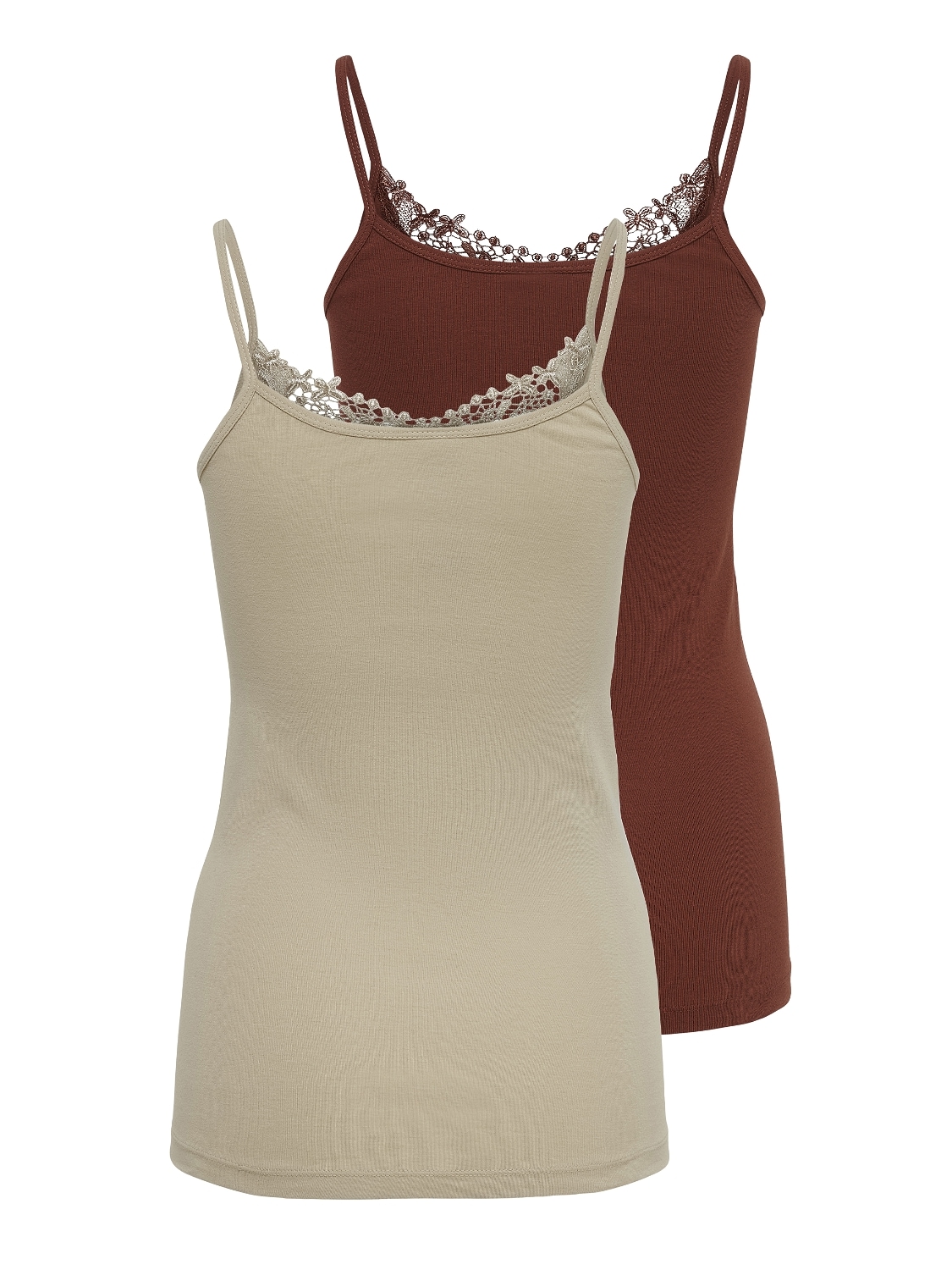 ONLY Spitzentop »ONLKIRA – Doppelpack mit Spitzendetail für feminine Looks« 2er-Pack,  figurbetont, modisch, Jersey, Baumwolle, V-Ausschnitt