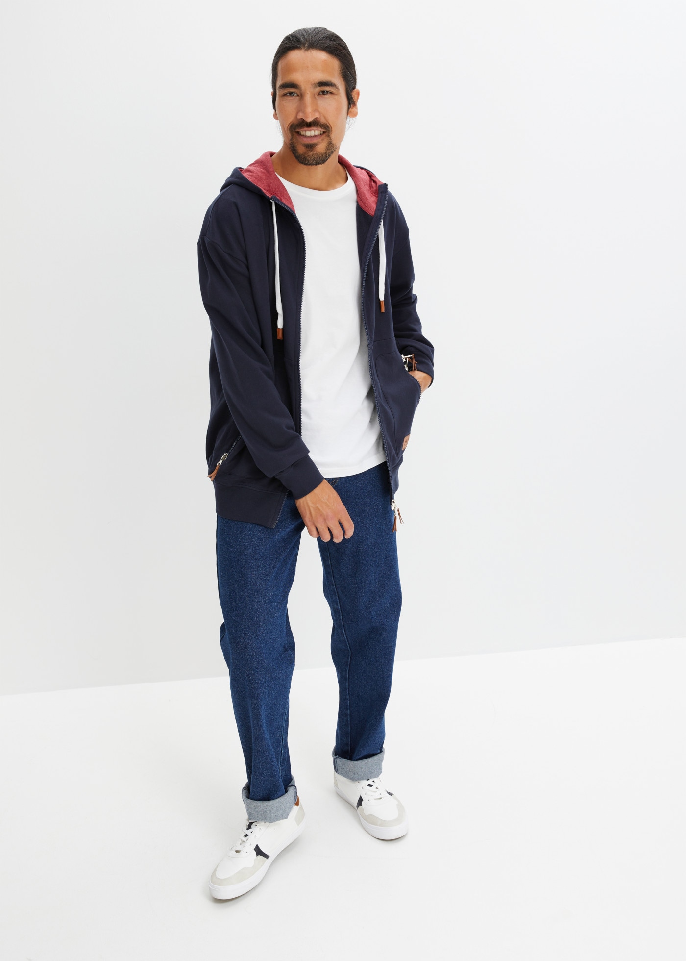 bonprix Kapuzensweatjacke innen weich angeraut, Loose Fit, mit 2 Taschen