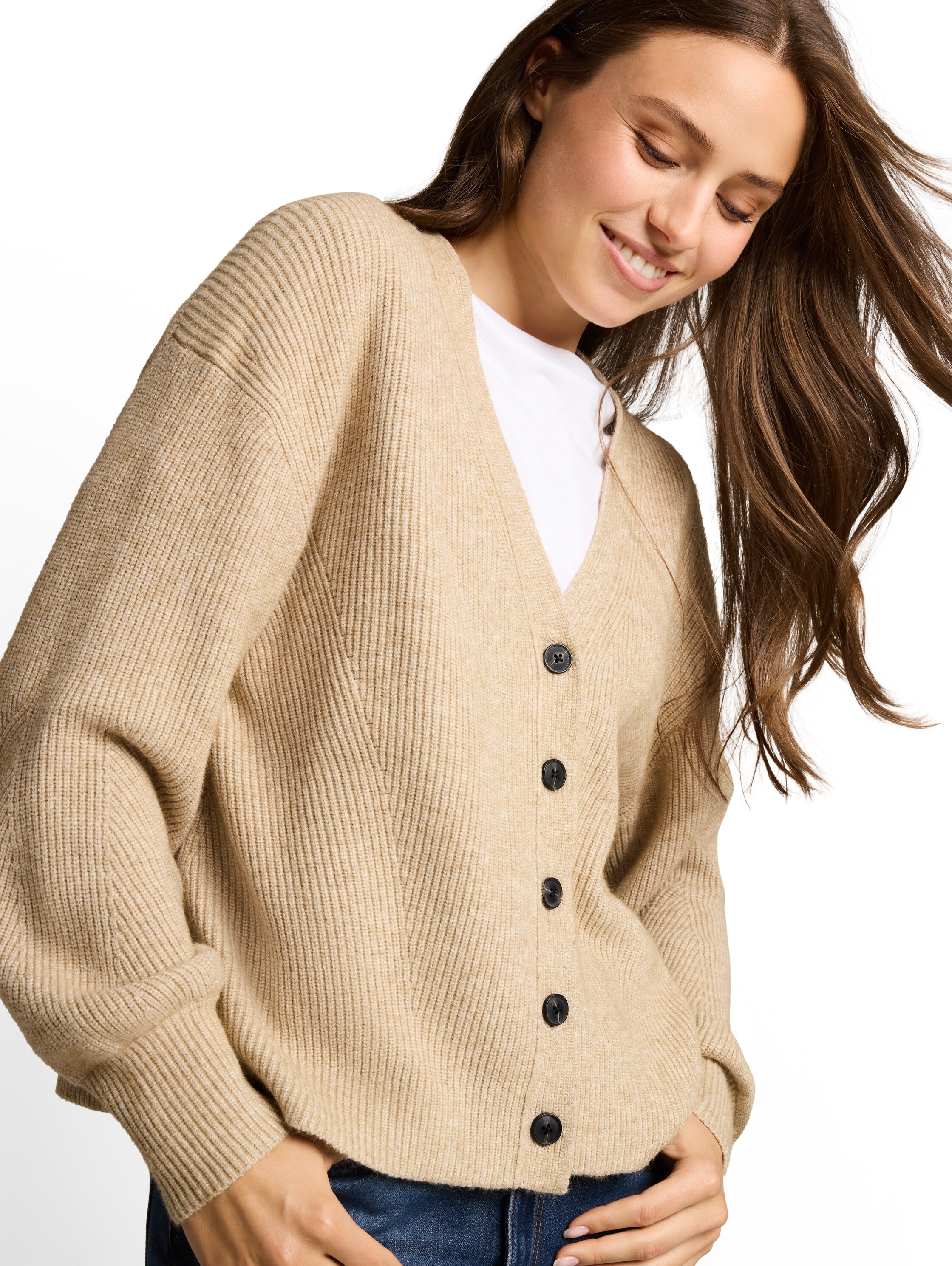 TOM TAILOR Veste en tricot »Oversized« avec encolure en V