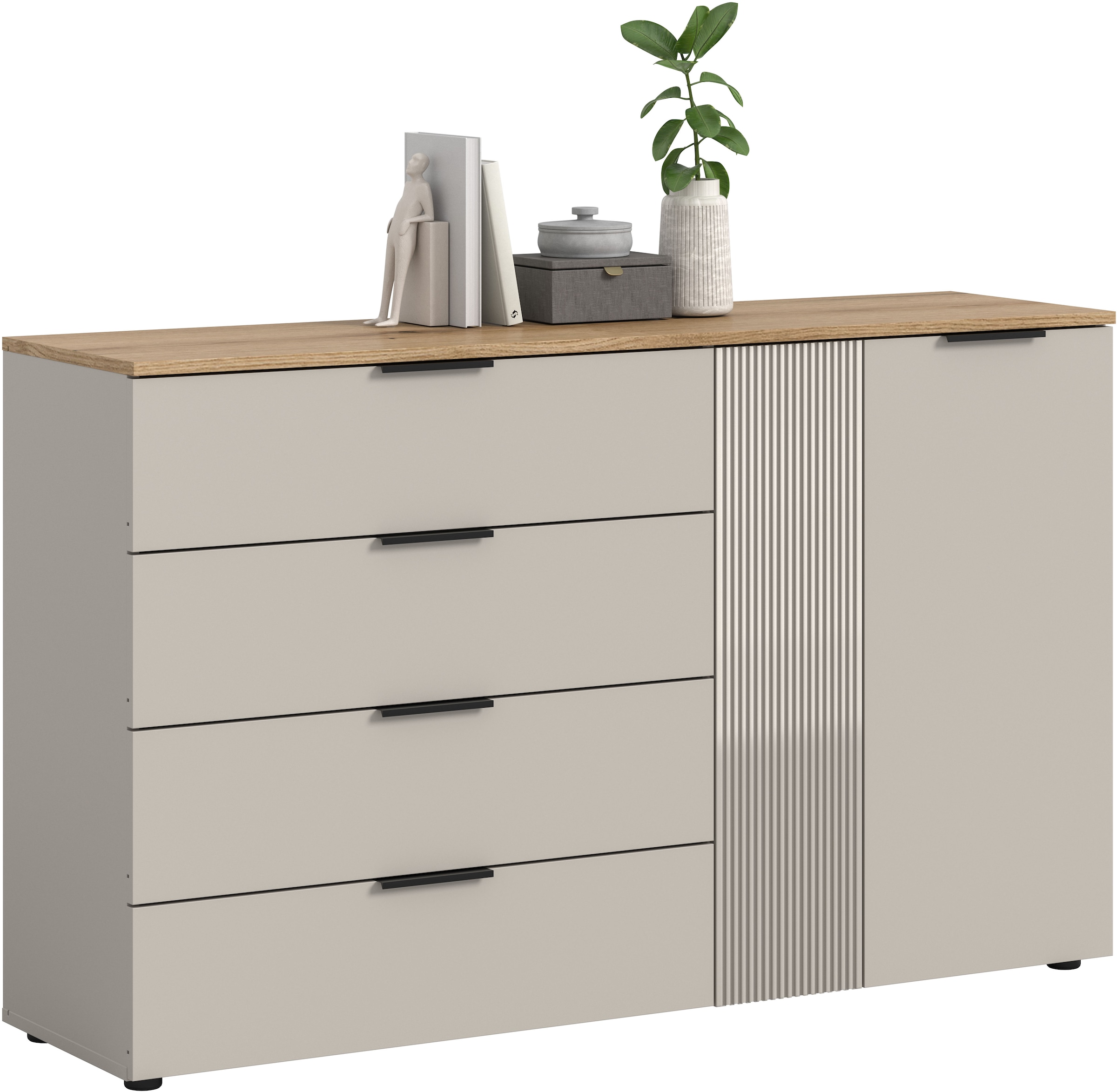 Image of Home affaire Sideboard "EDIL, Breite 180 cm, 5 Türen, 1 Schubkasten, 5 Einlegeböden, 8 Fächer" Garderobenschrank, Schuhschrank, Schuhkommode, Kommode, Anrichte