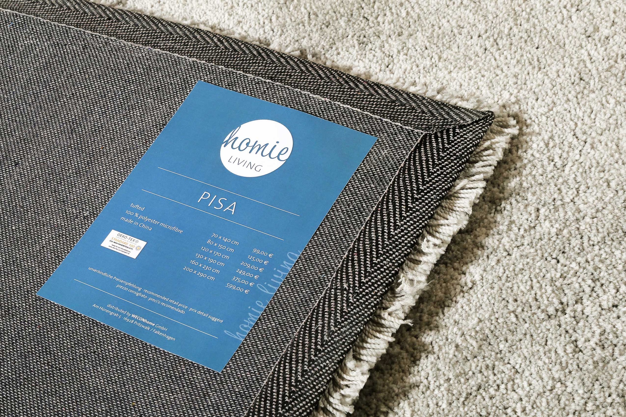 Homie Living Teppich »Pisa«, rund, 25 mm Höhe, Hochflor, Microfaser, uni, weich, Shaggy, Wohnzimmer, Schlafzimmer