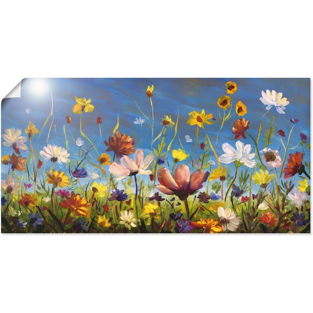 Artland Wandbild »Wildblumenwiese blauer Himmel«, Blumenwiese, (1 St.)  bequem kaufen