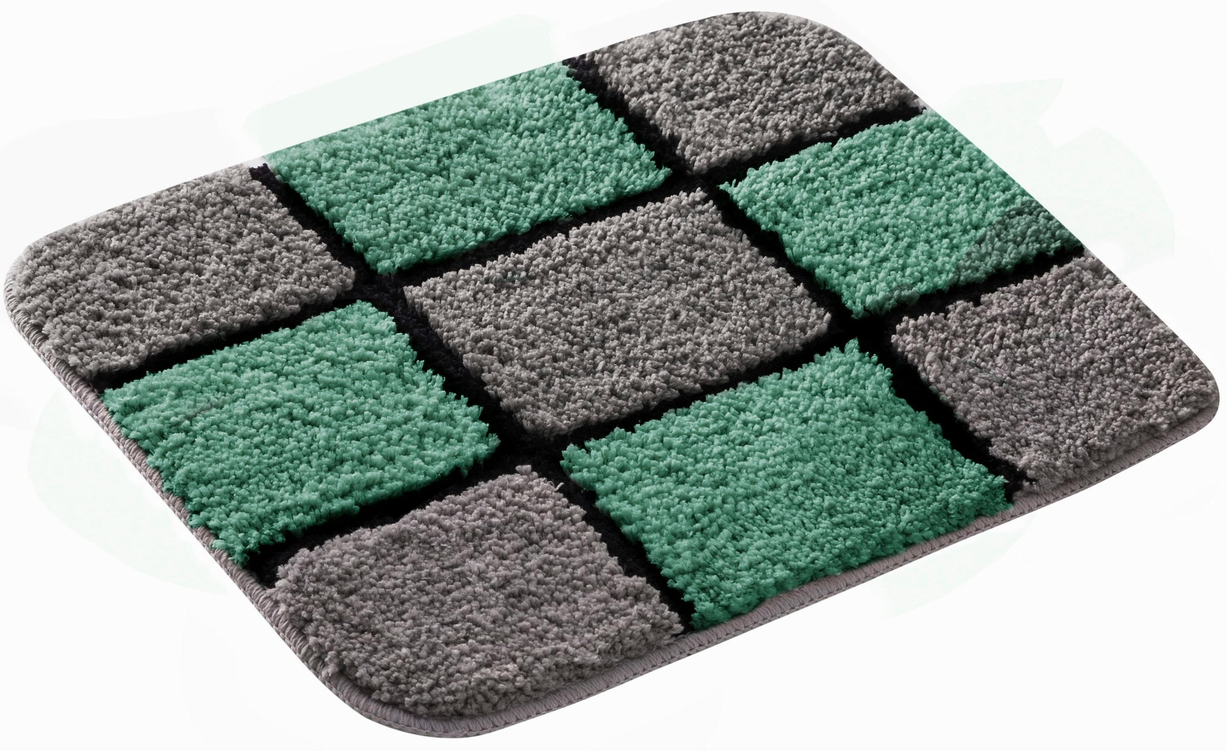 my home Badematte »Melli«, rutschhemmend beschichtet, fussbodenheizungsgeeignet, Badteppich, mit Muster, karierte Badematte