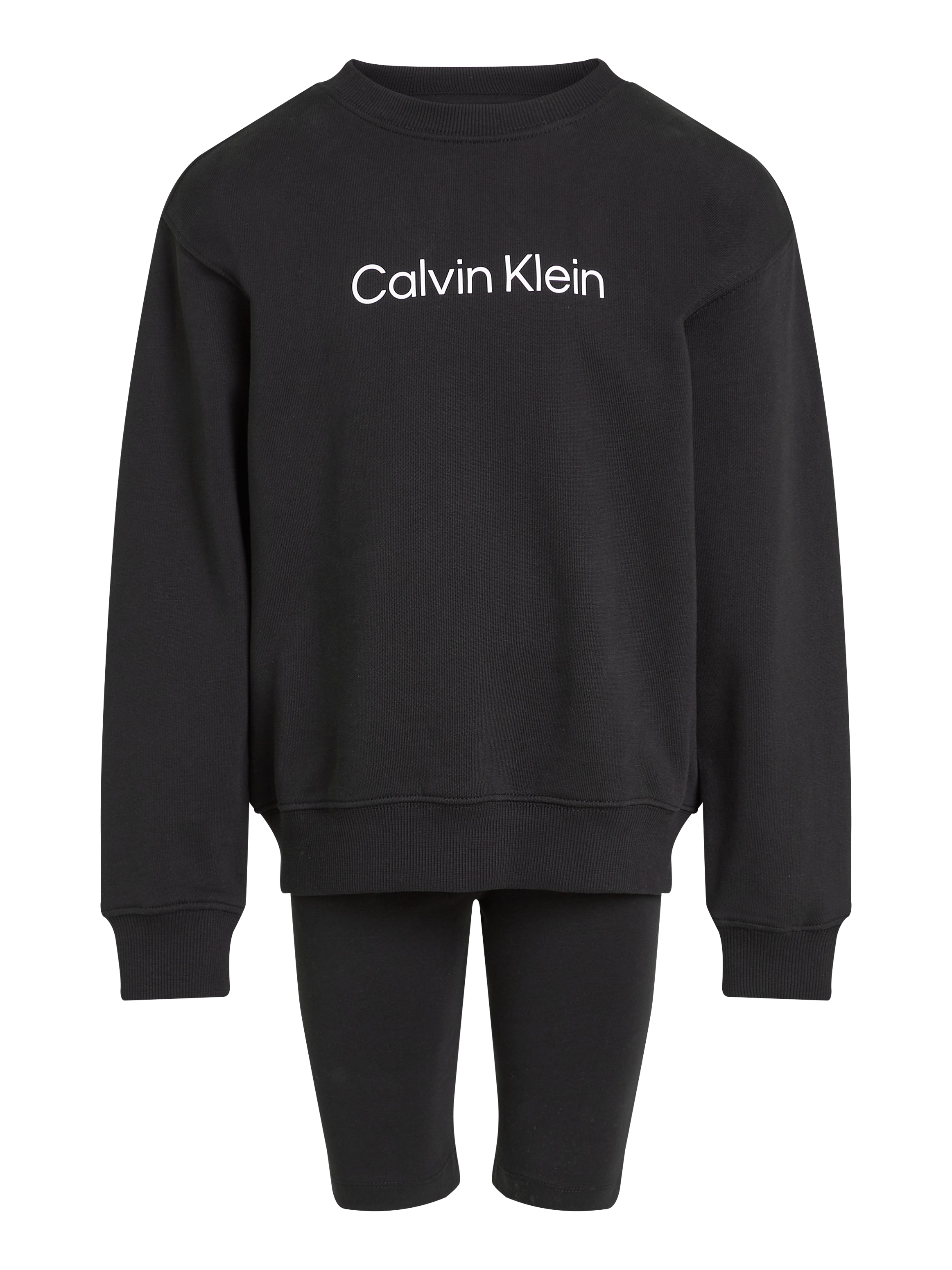 Calvin Klein Jeans Langarmshirt & Leggings »RELAXED CN + CYCLING SHORTS«, mit Logoschriftzügen