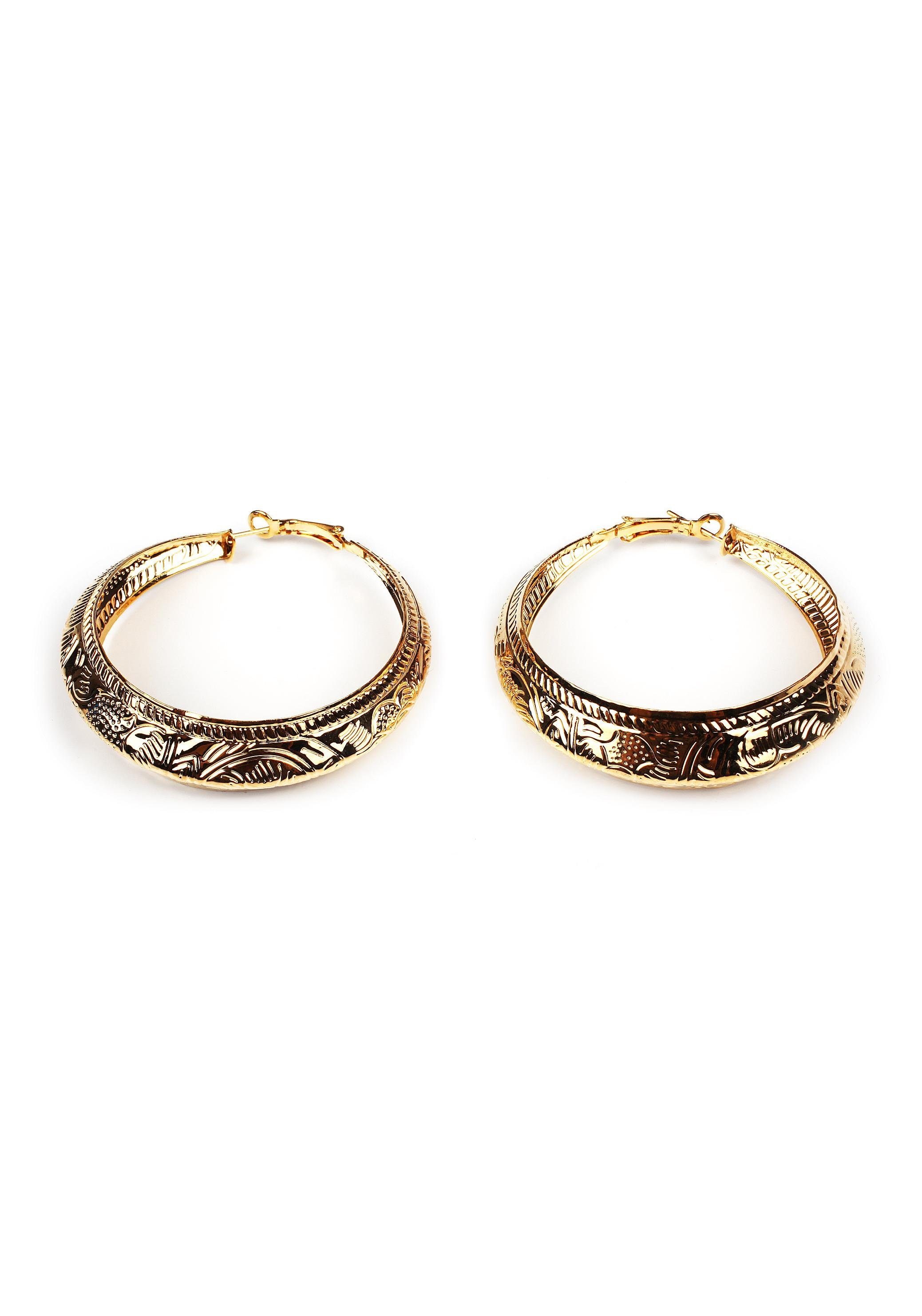 Paar Creolen »im Bohemian-Style, dezent strukturiert, vergoldfarbenet«