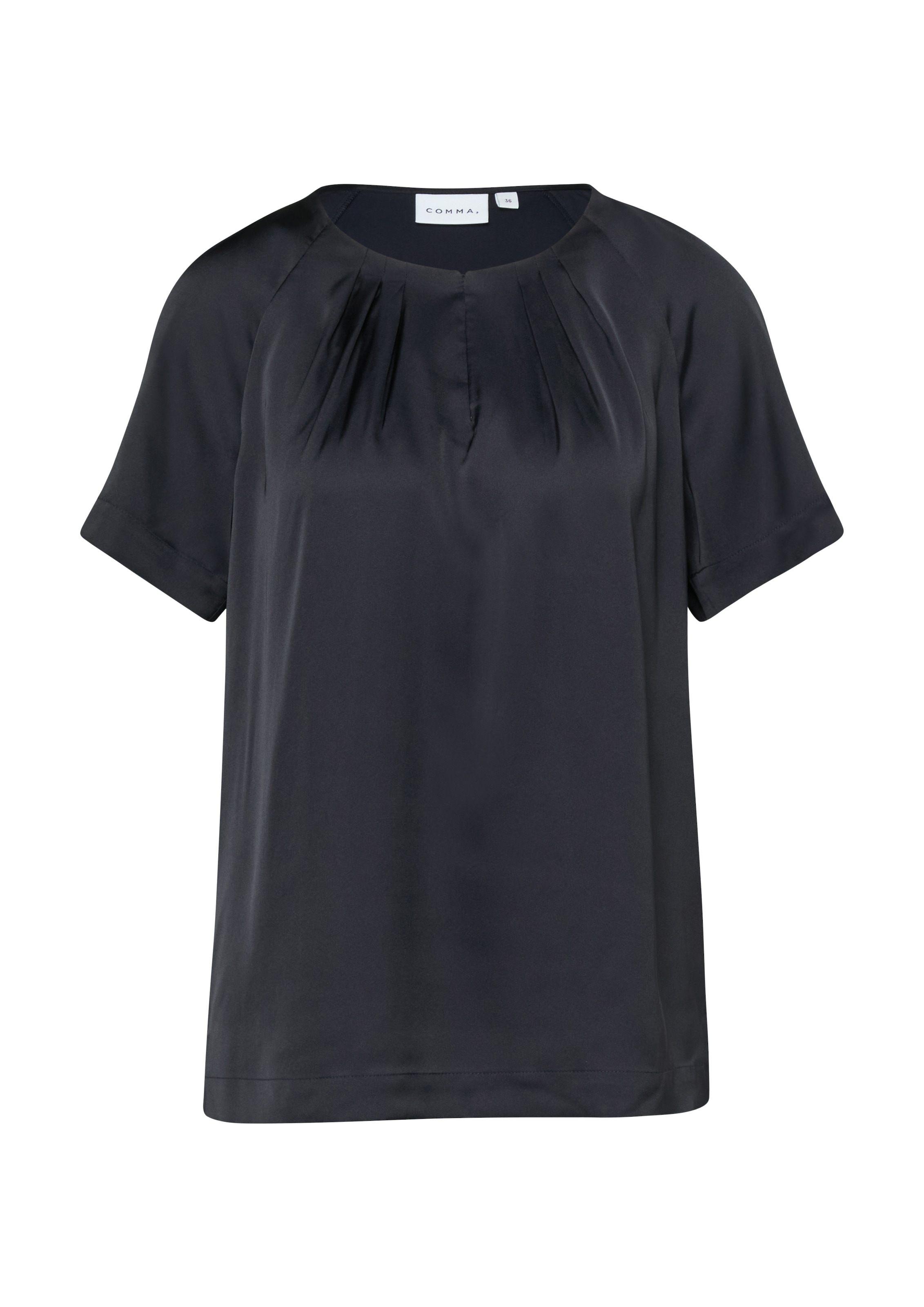 Comma Blouse à manches courtes Sommerbluse mit gerafftem Rundhals