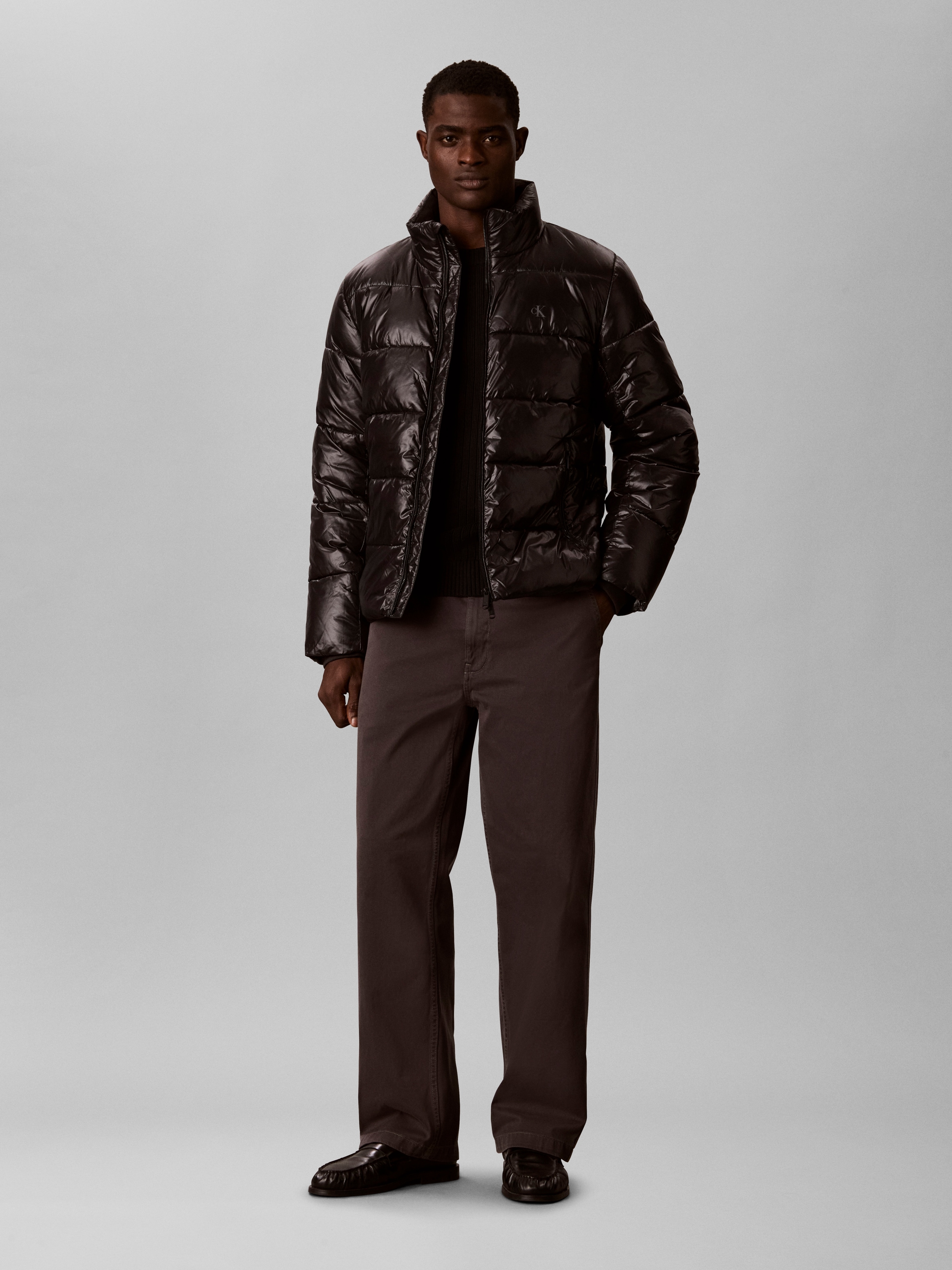Calvin Klein Veste matelassée »HIGH SHINE NYLON PUFFER« sans capuche Regular fit mit Stehkragen