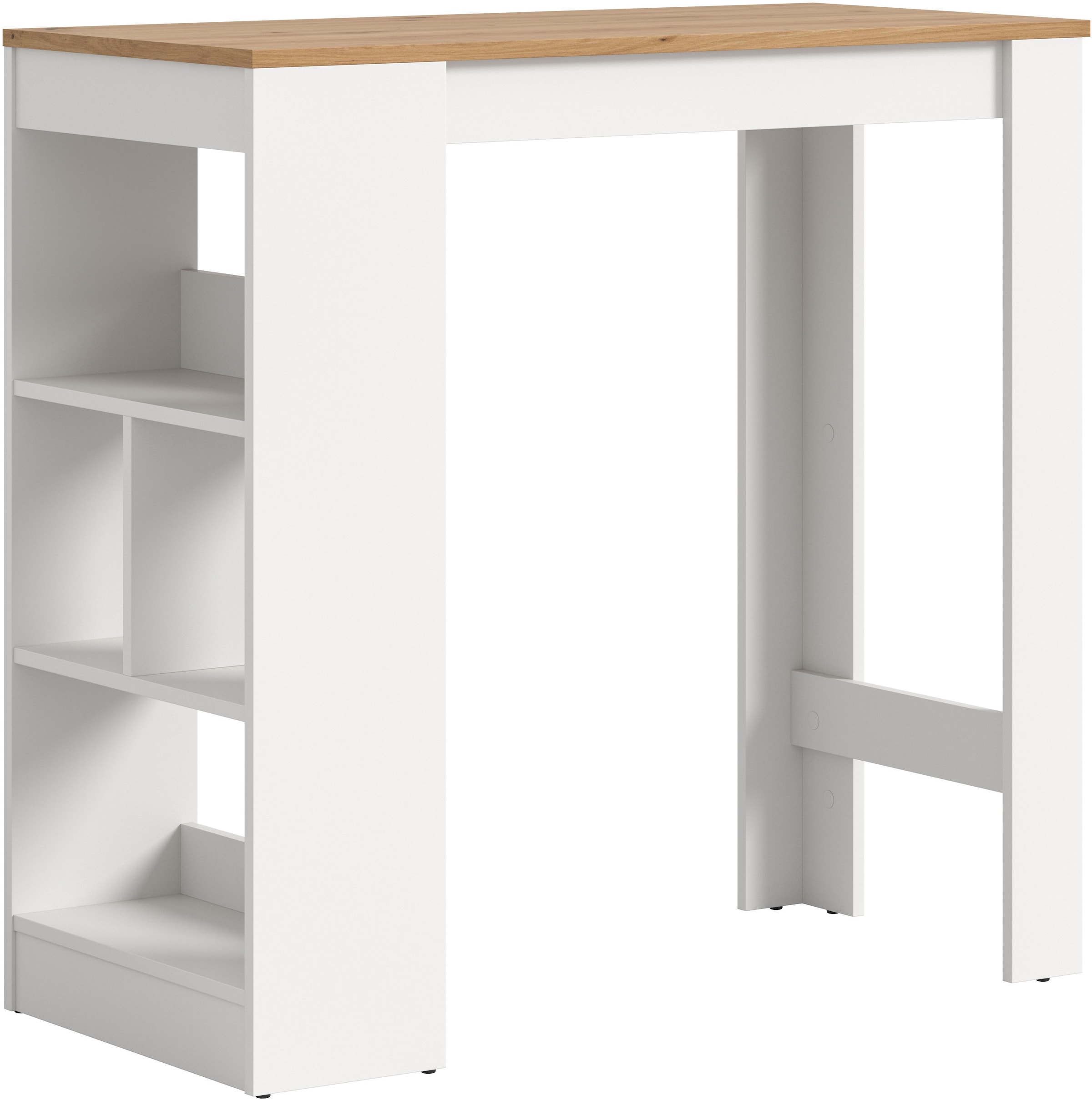 Image of GOODproduct Bartisch "NORDBY, Breite x Höhe: 105 x 103cm, 4 offene Fächer" Esstisch, Stehtisch, Tresentisch, Bistrotisch, Küchentisch