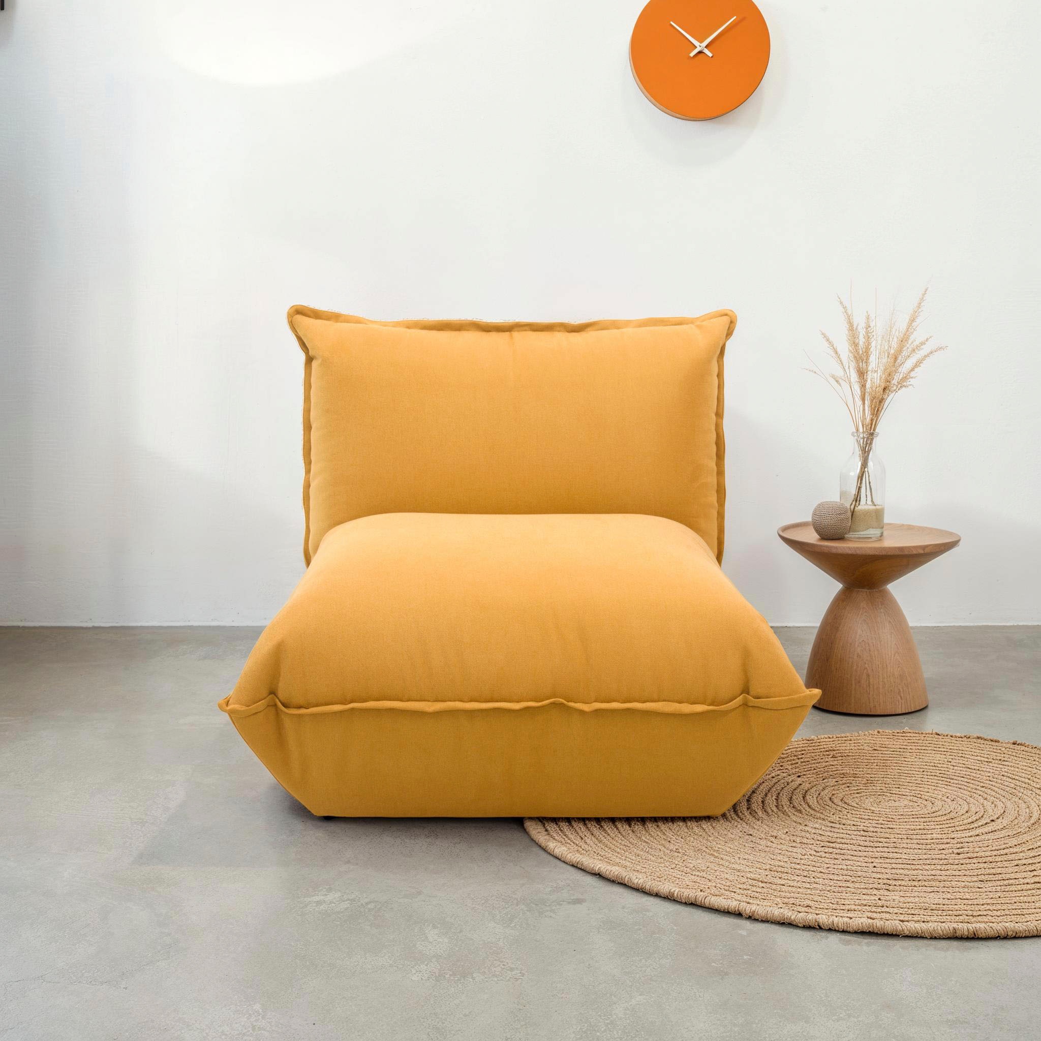 Image of DOMO collection Sessel "Nantes Loungesessel, Wohlfühlsessel mit 360 Drehfunktion" hochwertig gepolstert mit Federkern, Struktur weich, mango