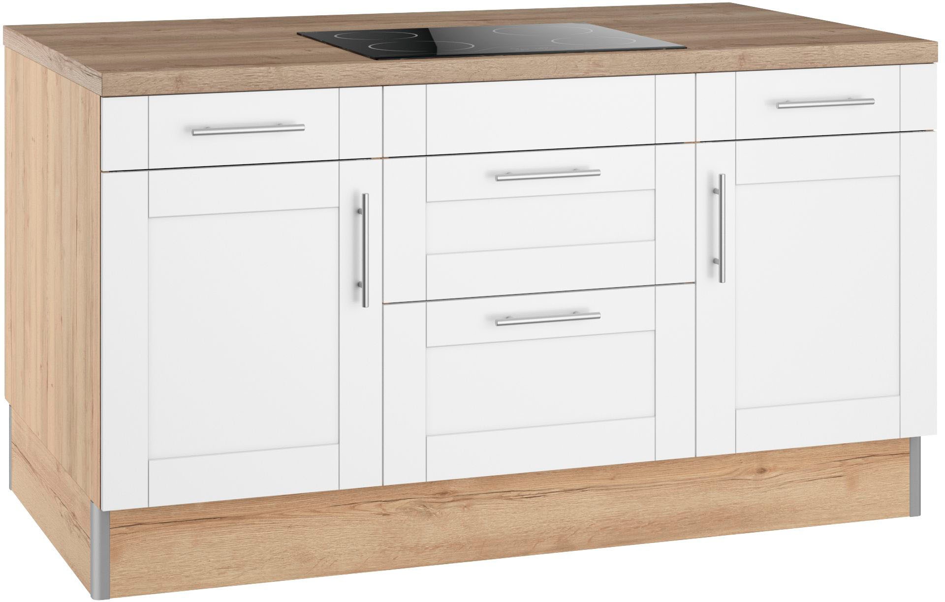 OPTIFIT Kochinsel »Ahus«, Kücheninsel, Breite 160 cm, wahlw. mit E-Gerät, Soft Close Funktion