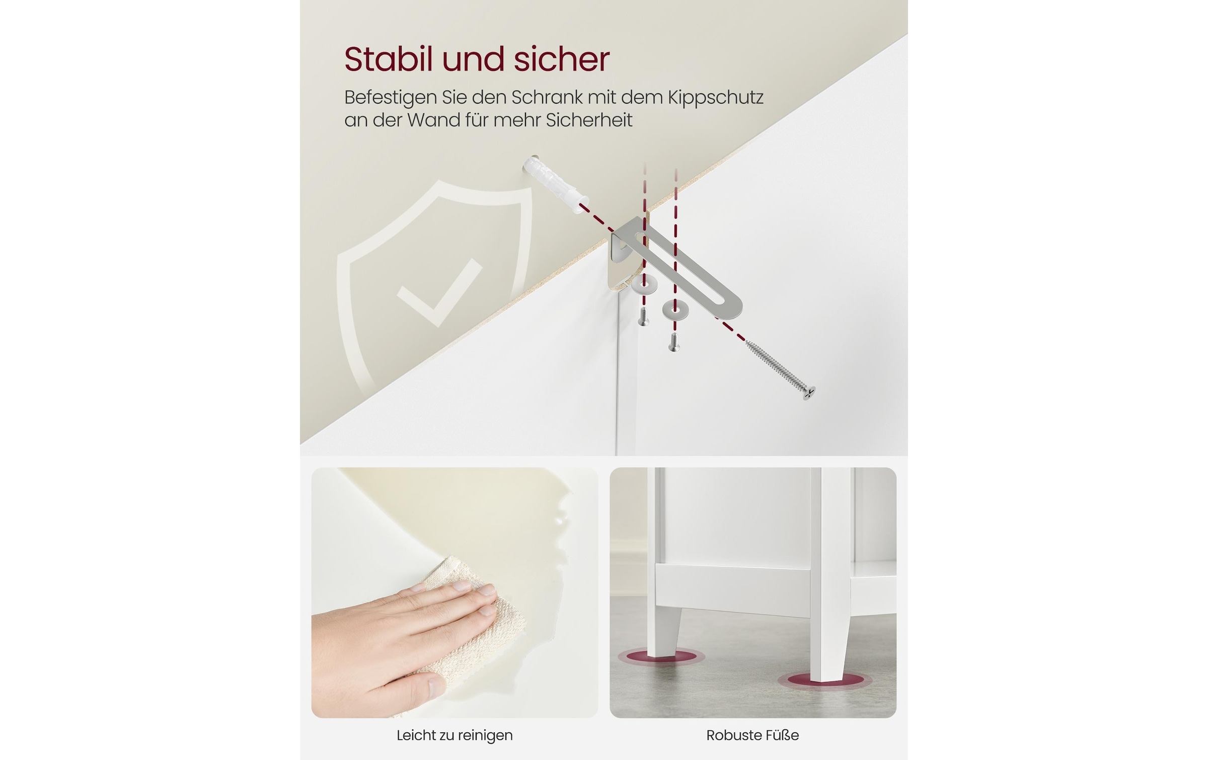 VASAGLE Mehrzweckschrank »VASAGLE Badezimmer-Schrank 30 x 80 cm, Weiss«