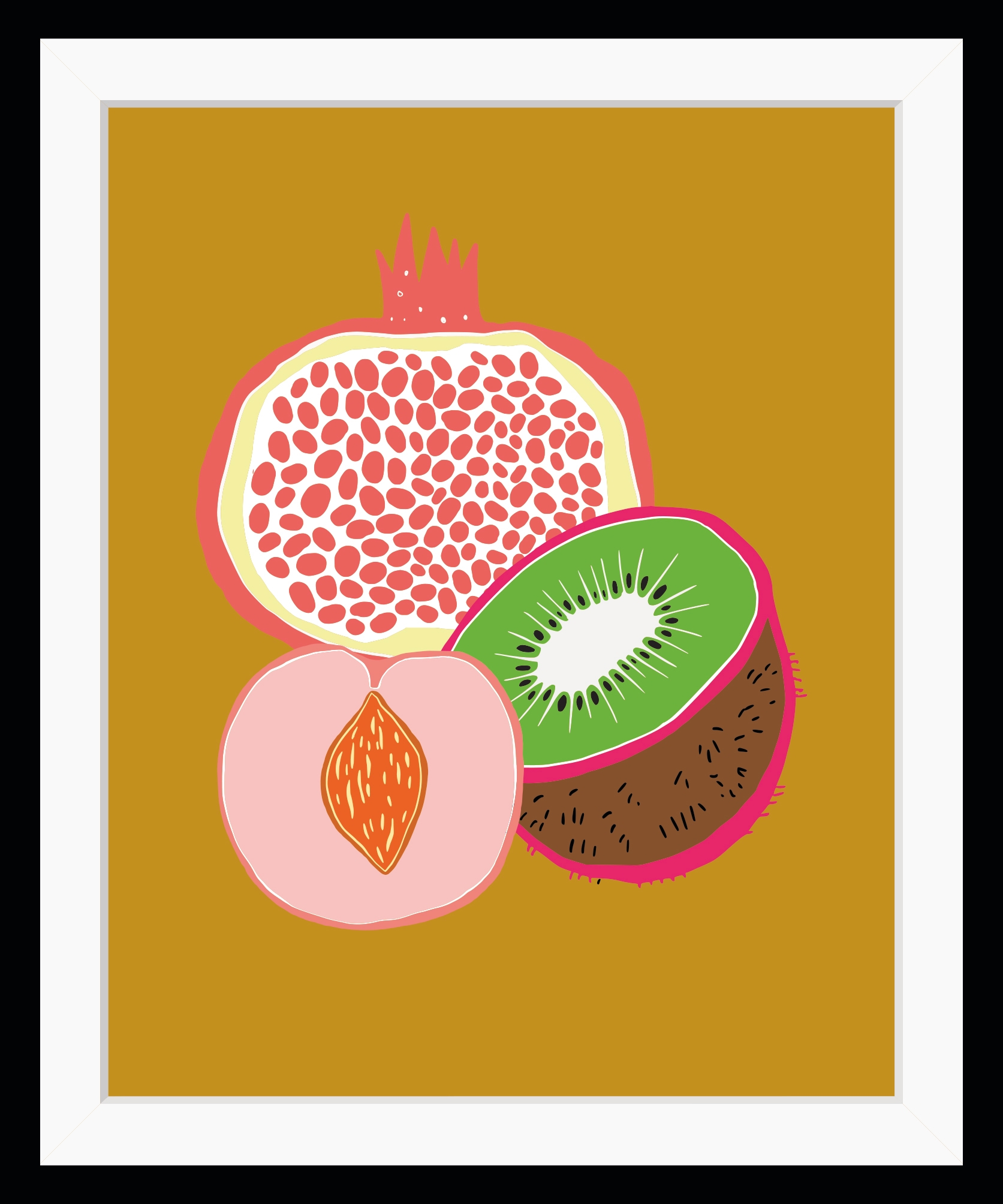 Image of queence Bild "Benjamin" Kunst Lebensmittel Obst Obst Bilder HD Premium Poster-Druck inkl. Holzrahmen