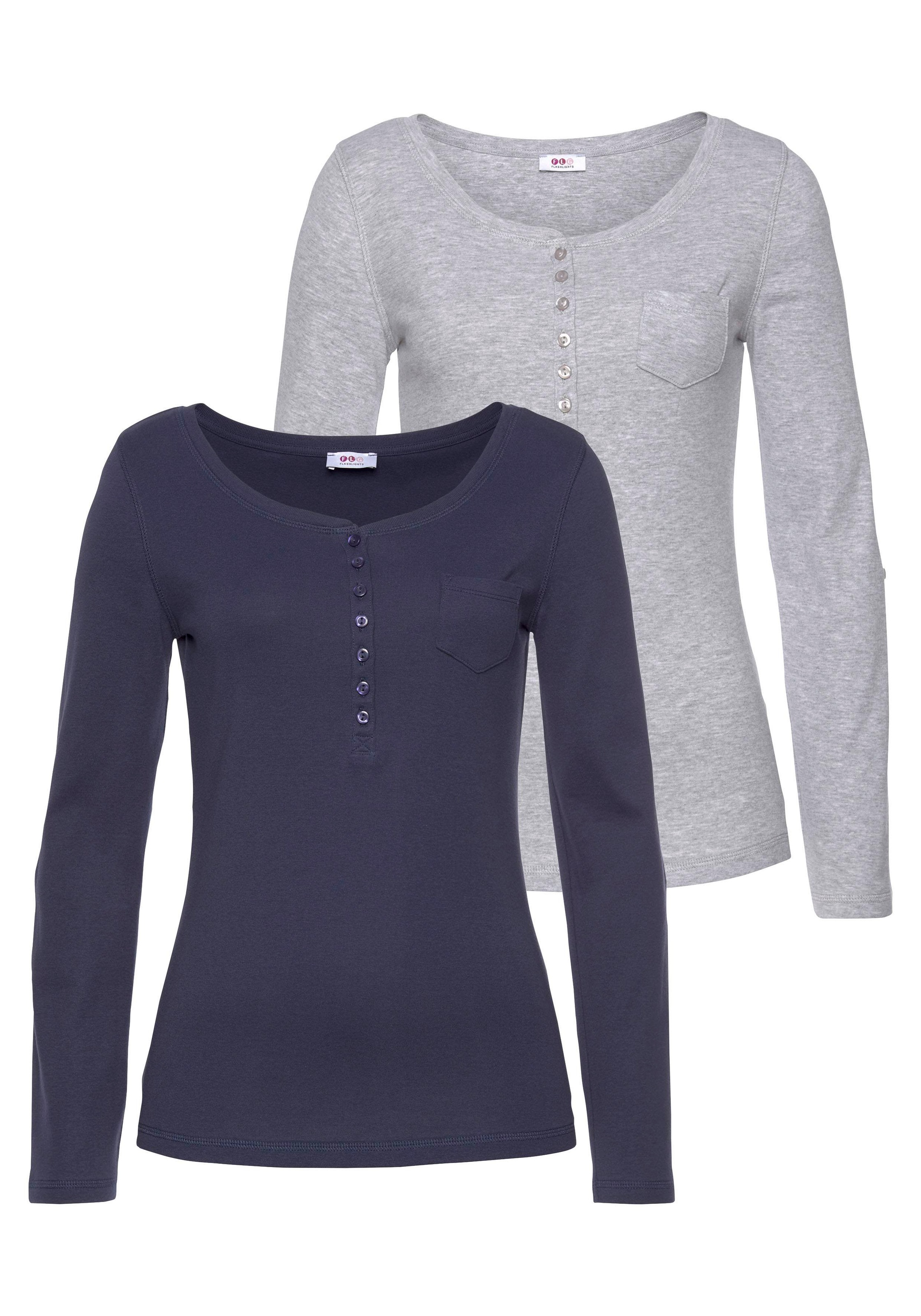 Image of Flashlights Langarmshirt, (2er-Pack), Krempelärmel mit Riegel und Knopf bei Ackermann Versand Schweiz