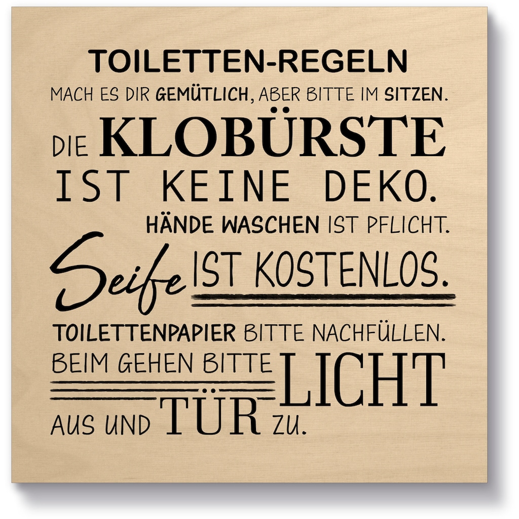 Artland Holzbild »Toilettenregeln«, Sprüche & Texte, (1 St.)