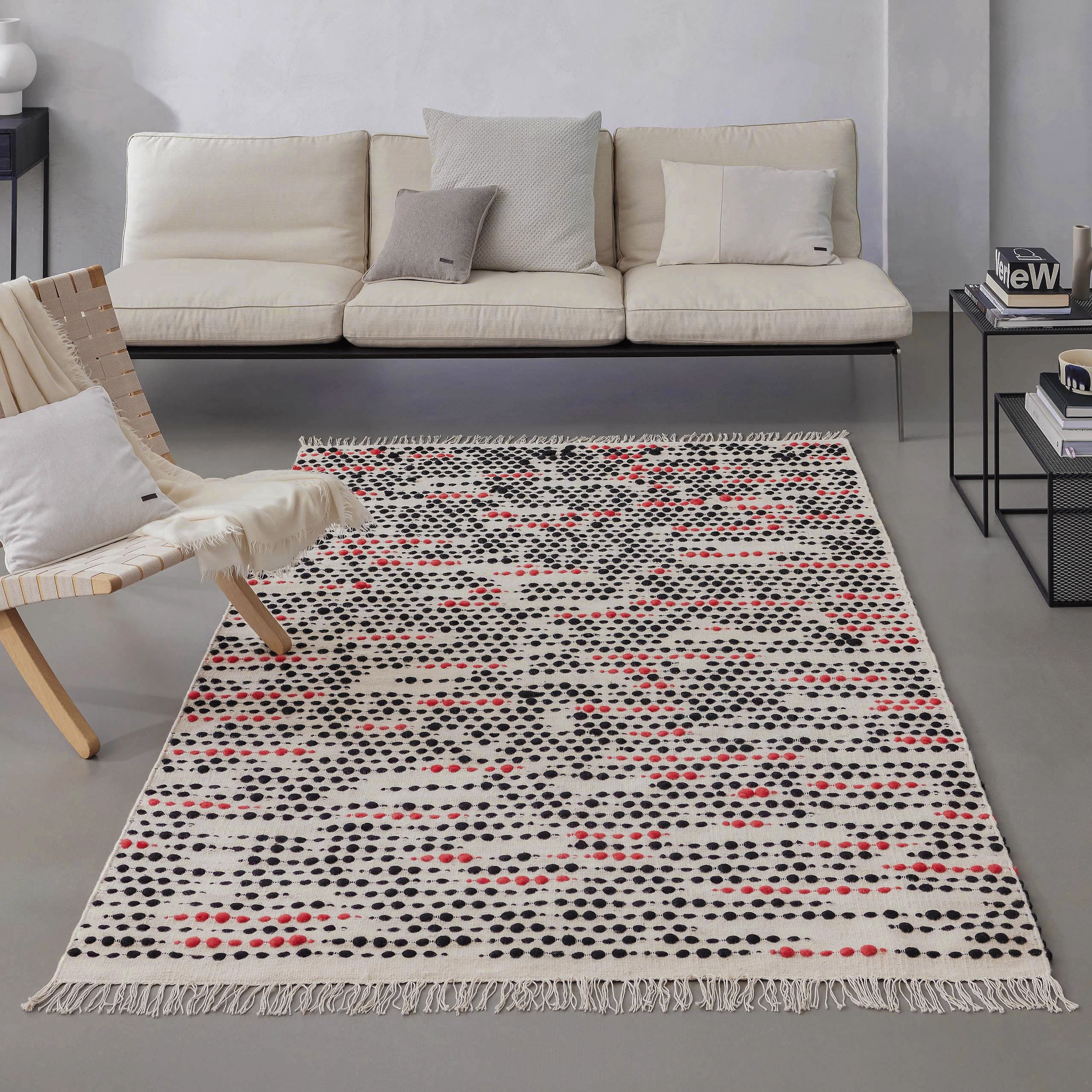 Image of Wecon home Teppich "London Red" rechteckig 11 mm Höhe handgewebt, robust, strapazierfähig, skandinavisch, Naturfaser