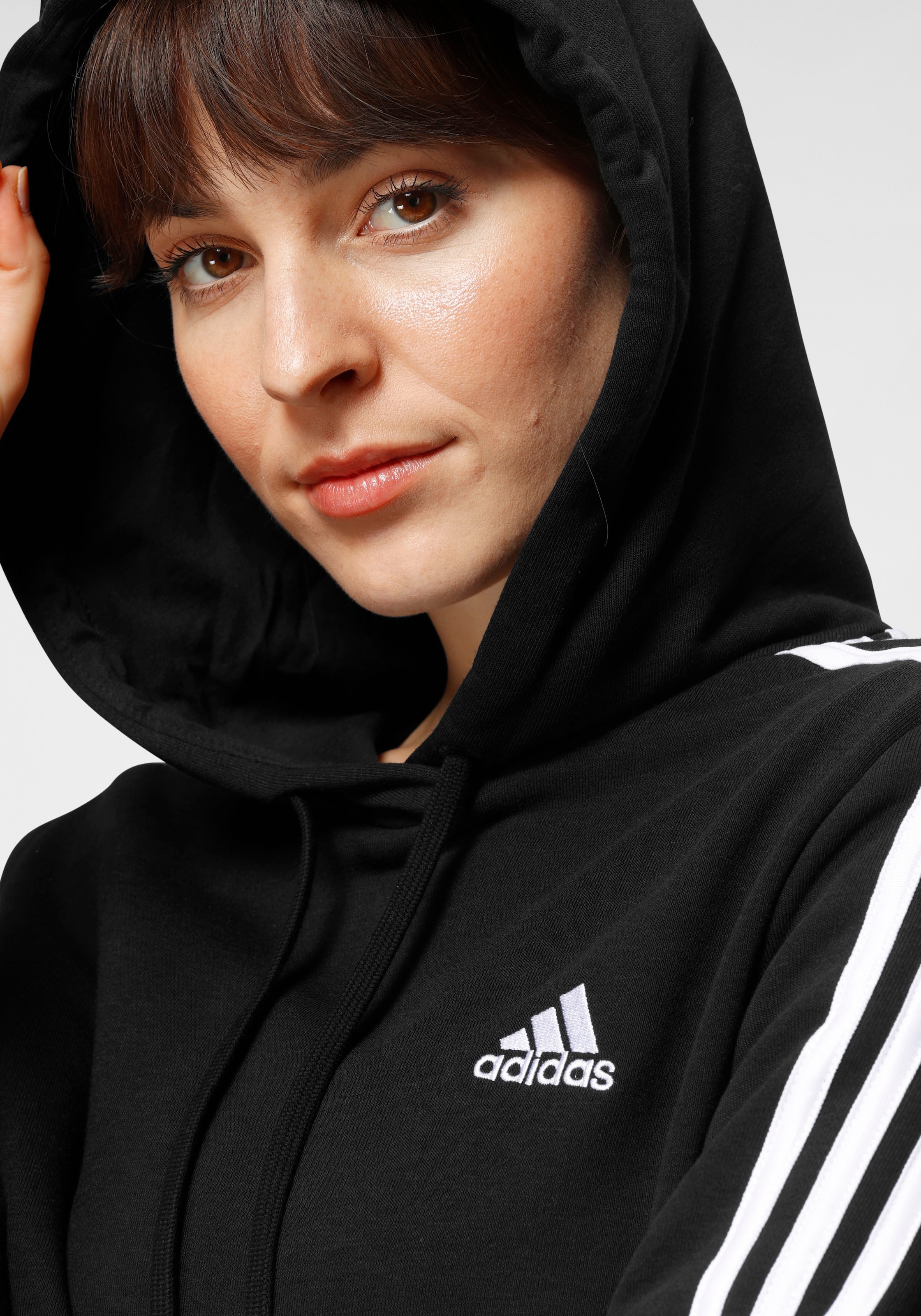 adidas Sportswear Kapuzensweatshirt »ESSENTIALS 3-STREIFEN CROPPED HOODIE«