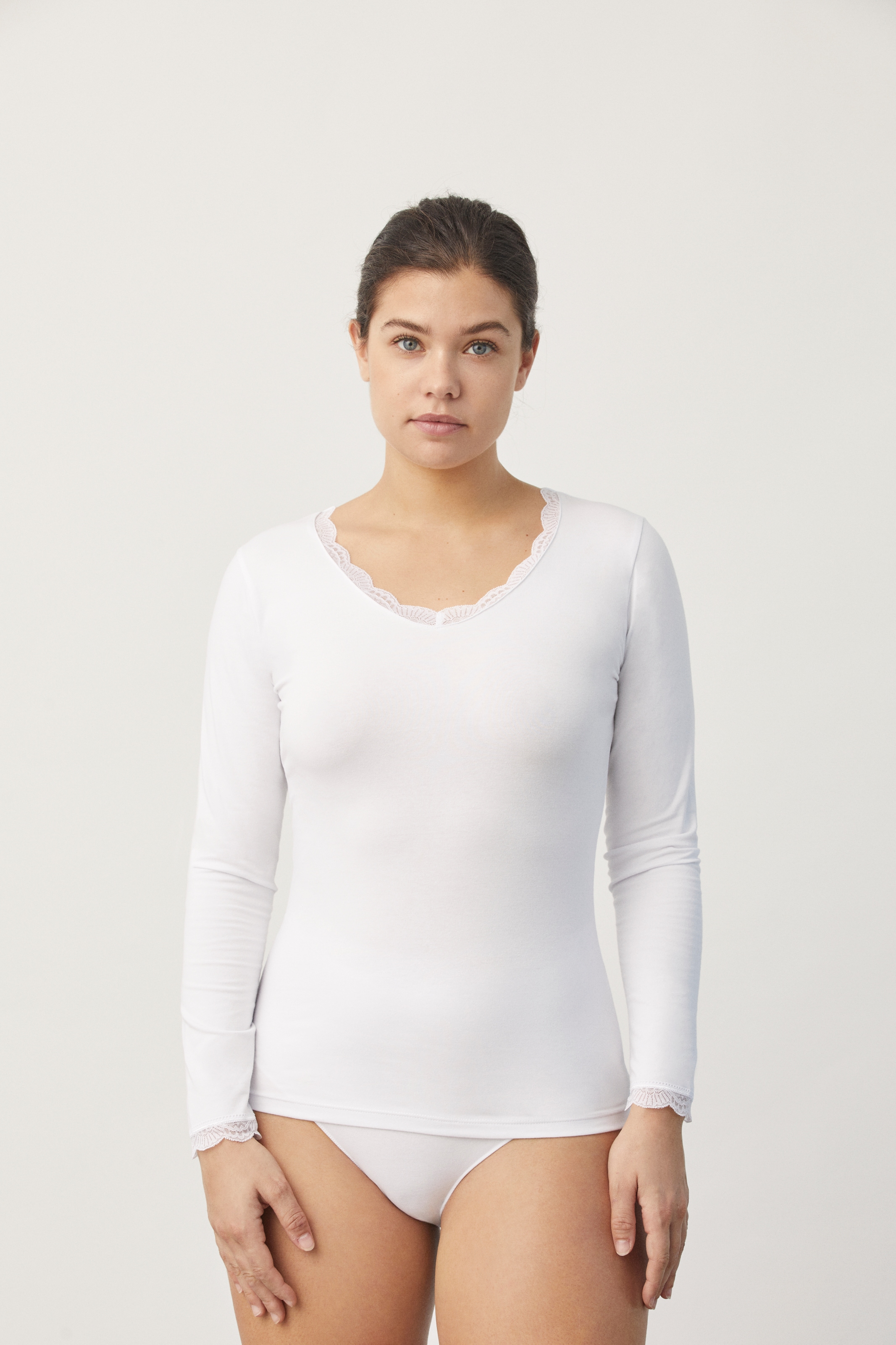 YSABEL MORA Langarmshirt »BASIC COLLECTION COTTON WITH LACE«, (2er Pack), das perfekte Basic-Longsleeve für jeden Tag