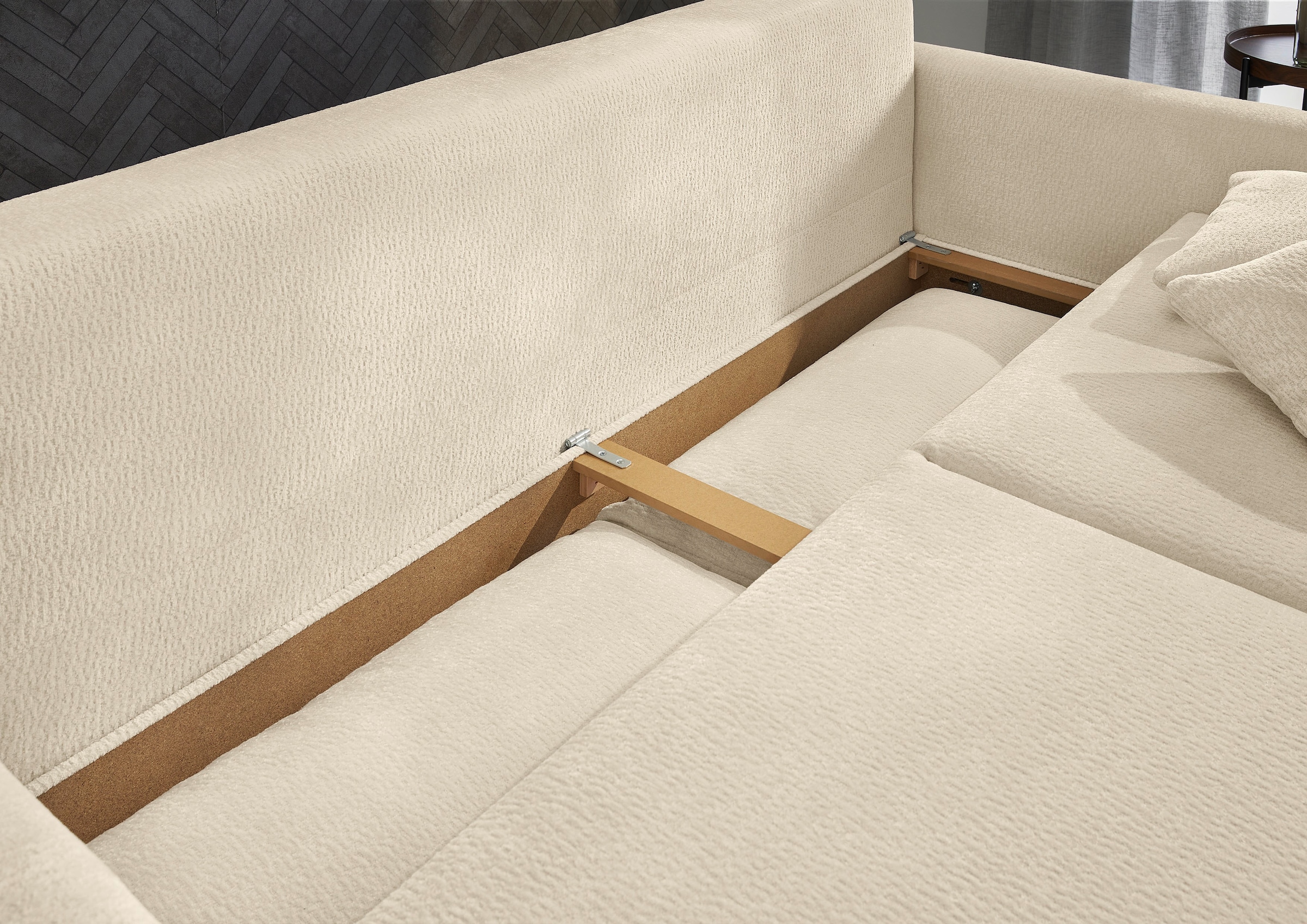 Jockenhöfer Gruppe Schlafsofa »Bjoern, B: 217 cm, Liegefl. 140x191 cm« mit Schlaffunktion, Bettkasten & Zierkissen