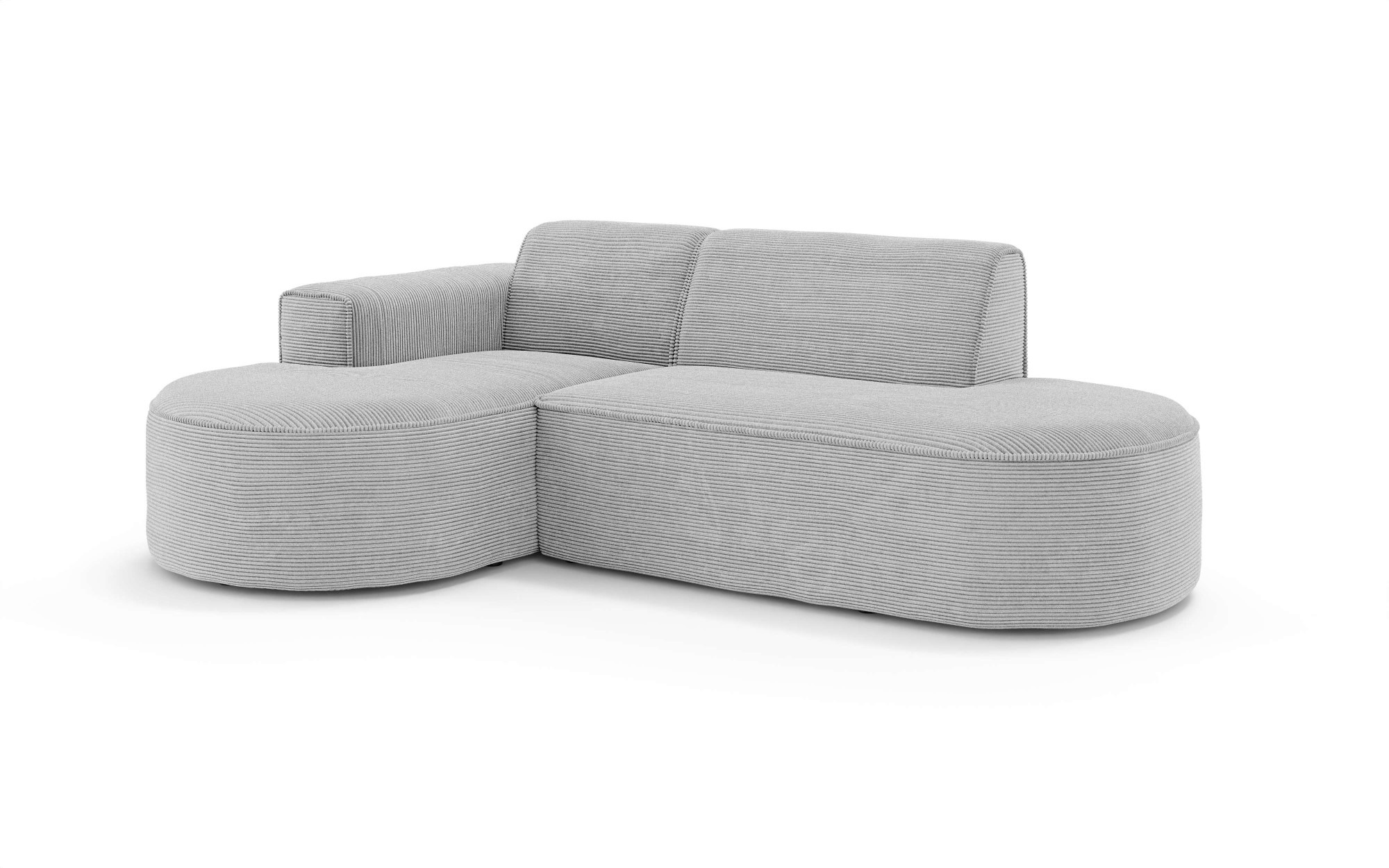 GOODproduct Ecksofa »ADELLA Design-Sofa mit Recamiere rechts/links, 248/159/76 cm« L-Form mit Wellenunterfederung, runde Form, auch in Cord