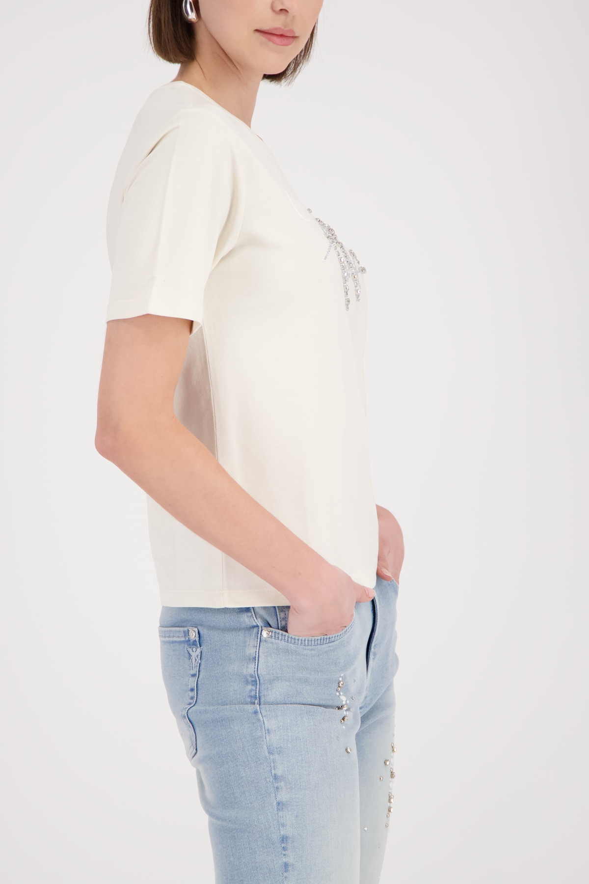 Monari T-shirt »Shirt Schmuckschrift« Regular fit mit Schmuckschrift