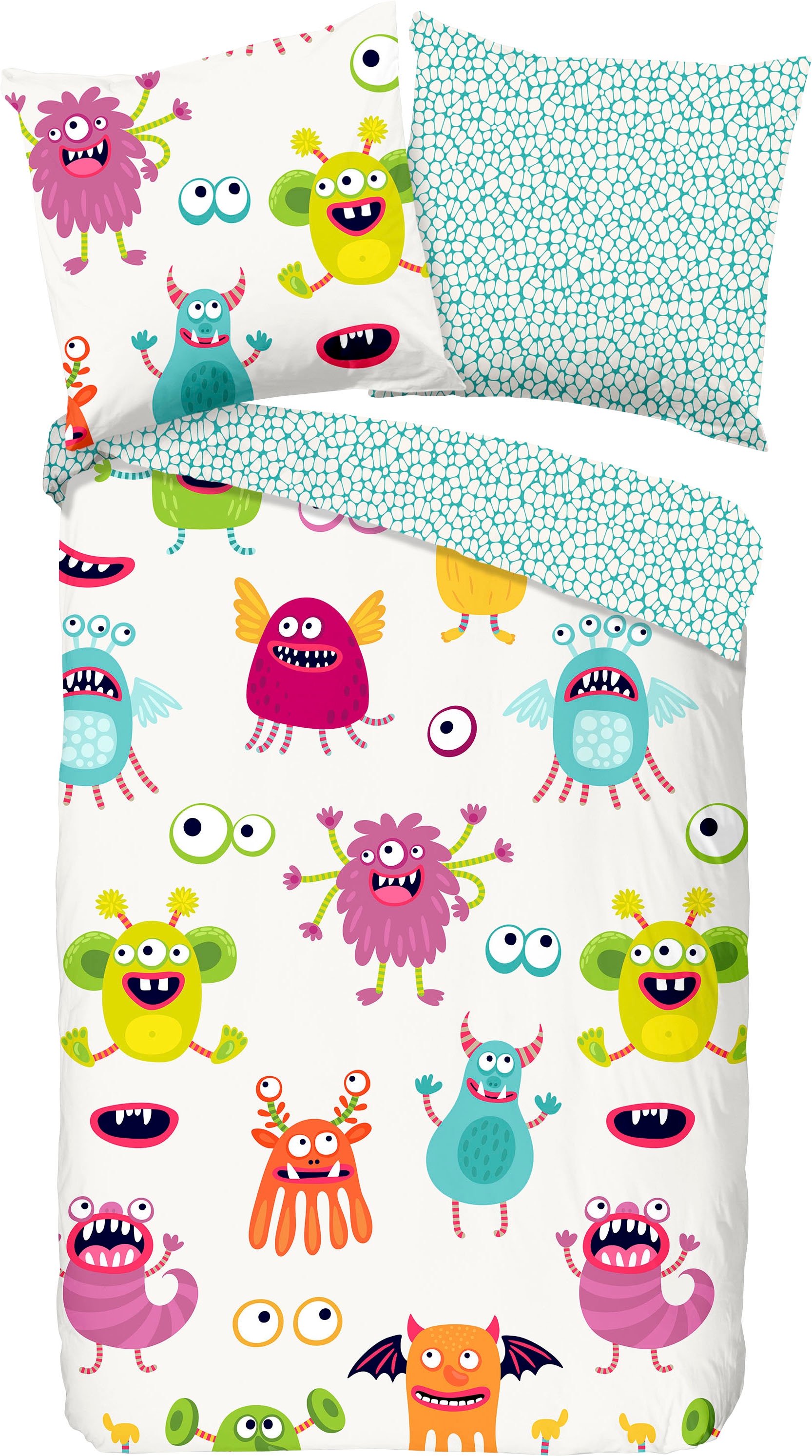 good morning Kinderbettwäsche »Booh«, 100% Baumwolle, 100x135, Reissverschluss, Wendeoptik, Baby, Monster