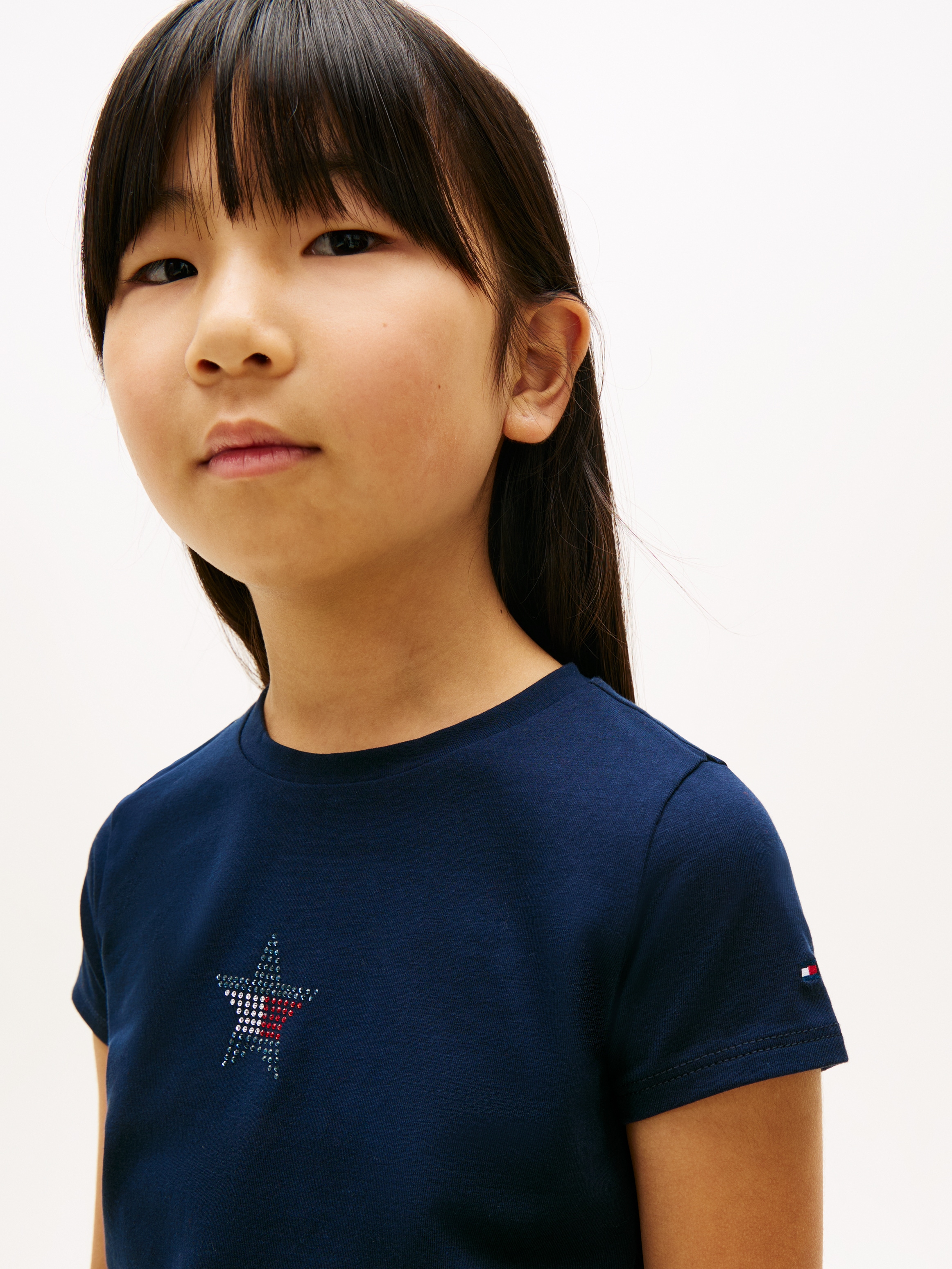 Tommy Hilfiger T-shirt »STAR FLAG TEE SHORT SLEEVE« enfants jusqu'à 16 ans, logo avec strass
