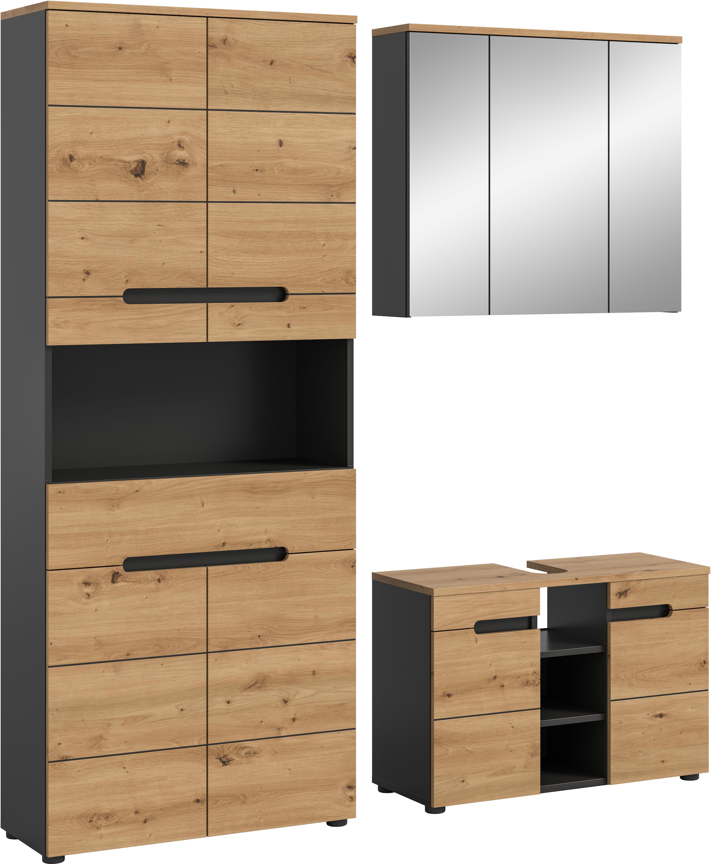 Image of welltime Badmöbel-Set "REHAT, 3-teilig, Breite 171 cm, mit grifflosen Fronten, bestehend aus:" 3 Stk. tlg.