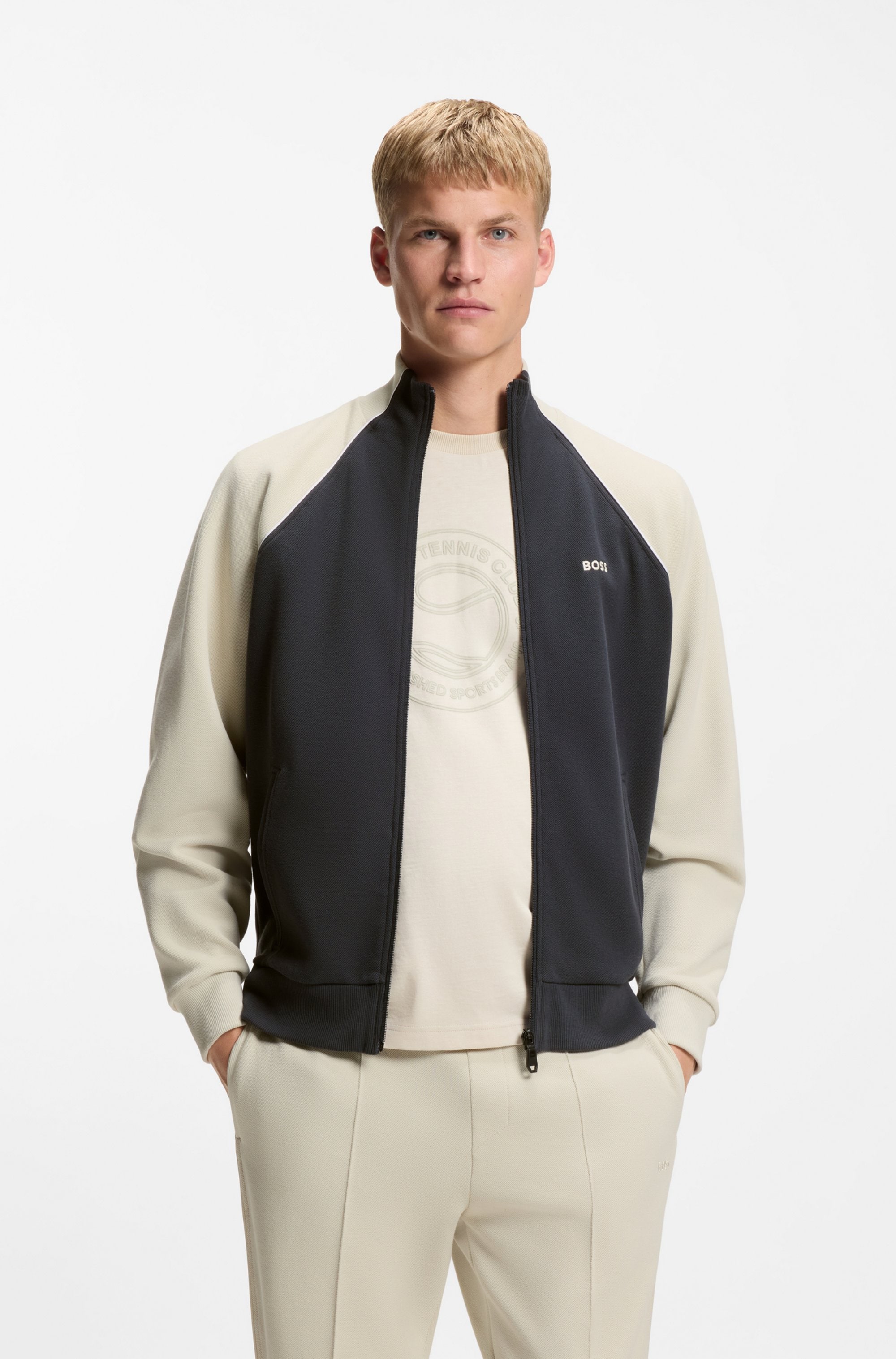 Image of BOSS GREEN Sweatjacke "Skaz" mit Markenlabel