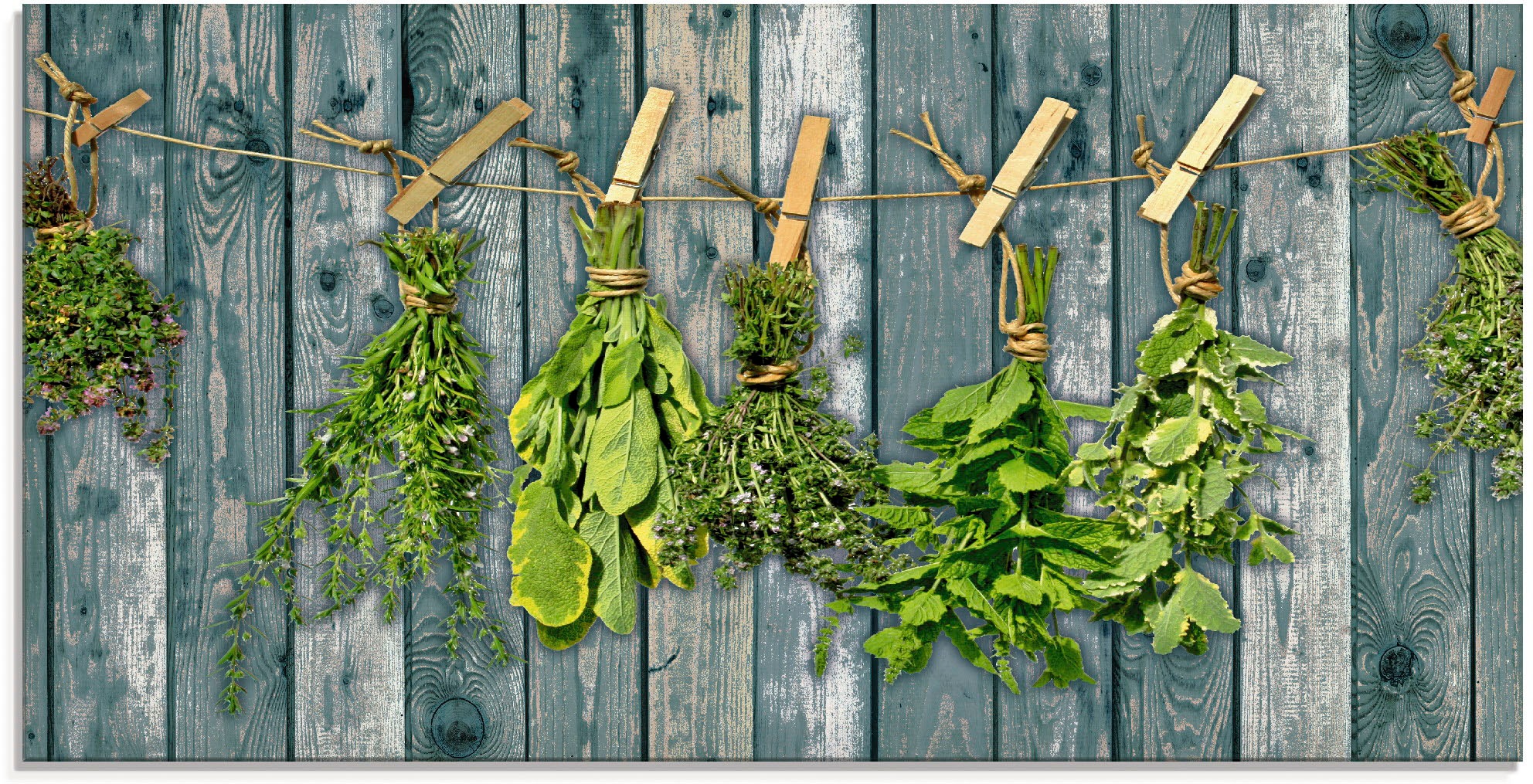 Image of Artland Glasbild »Kräuter mit Holzoptik«, Pflanzen, (1 St.) bei Ackermann Versand Schweiz