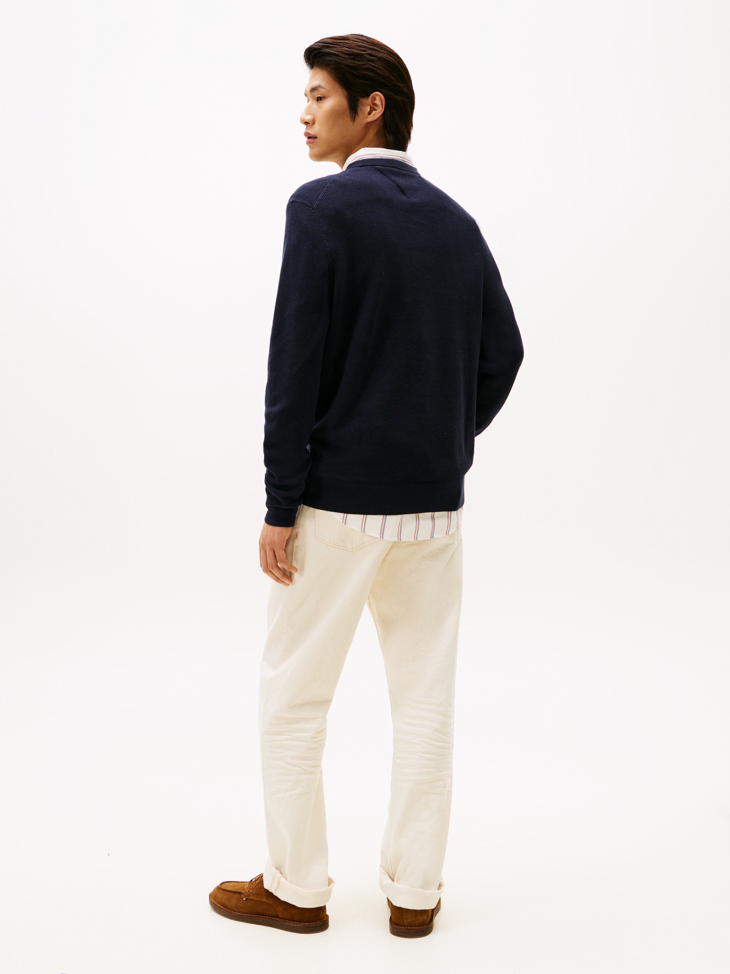 Tommy Hilfiger Rundhalspullover »ESSENTIAL STRUCTURE CREW NECK mit Struktur und Label«, unifarben, casual, regular fit, Baumwolle, Rundhals