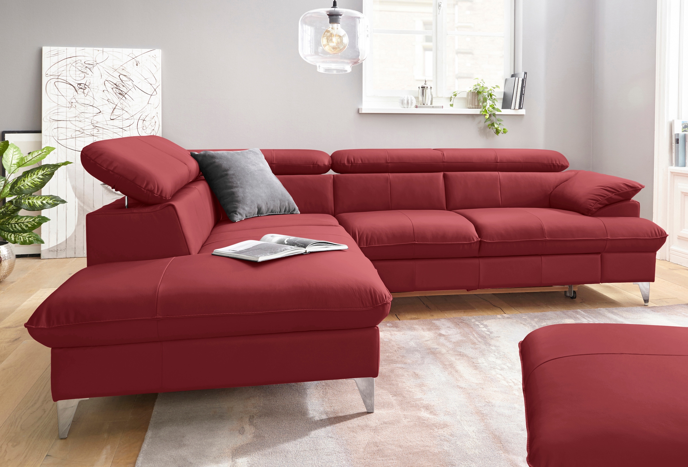 COTTA Ecksofa »Caluso L-Form«, inklusive Kopfteilverstellung, wahlweise mit Bettfunktion