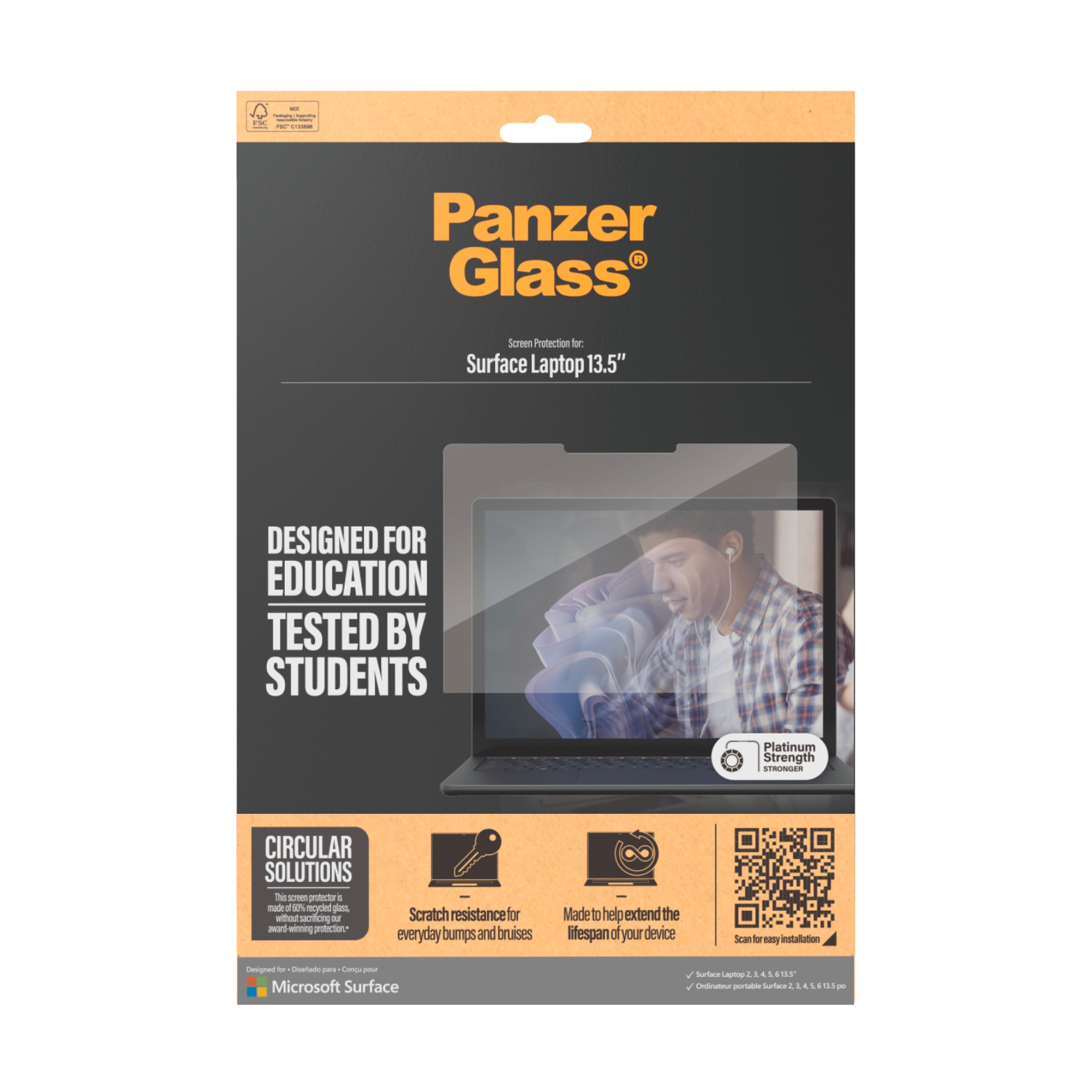 CARE by PanzerGlass Displayschutzglas »Screen Protector«, für Microsoft Surface Laptop 13.5 2/3/4/5/6, Displayschutzfolie, Schutzfolie, Bildschirmschutz, kratz- & stossfest